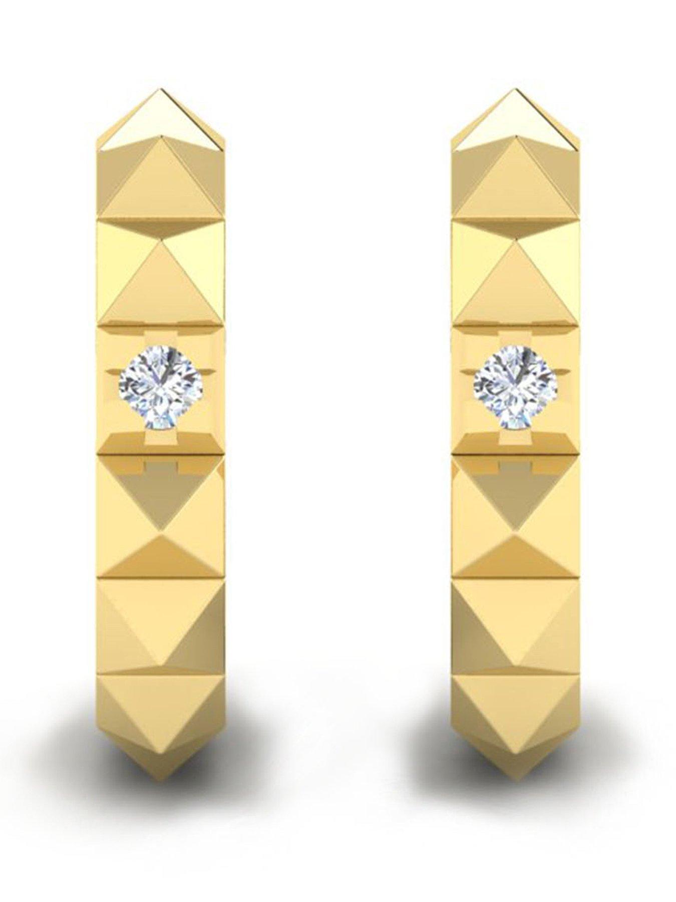 Image 1 of 6 of Kleora PYRAMID Modern Electrum Diamond Pyramid Hoop Earrings