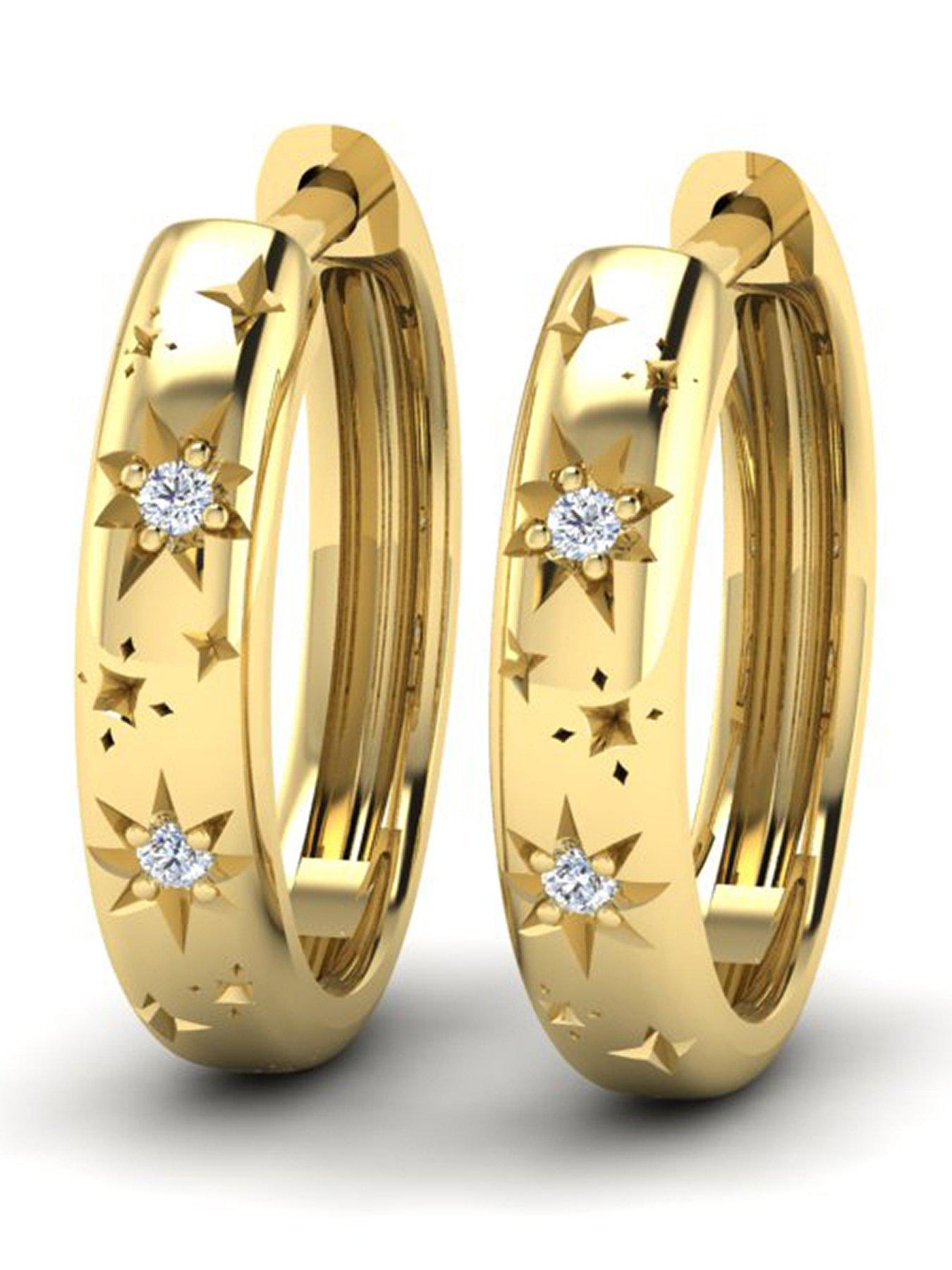 Kleora KLEORA AURORA Modern Electrum Diamond Star Burst Hoop Earrings