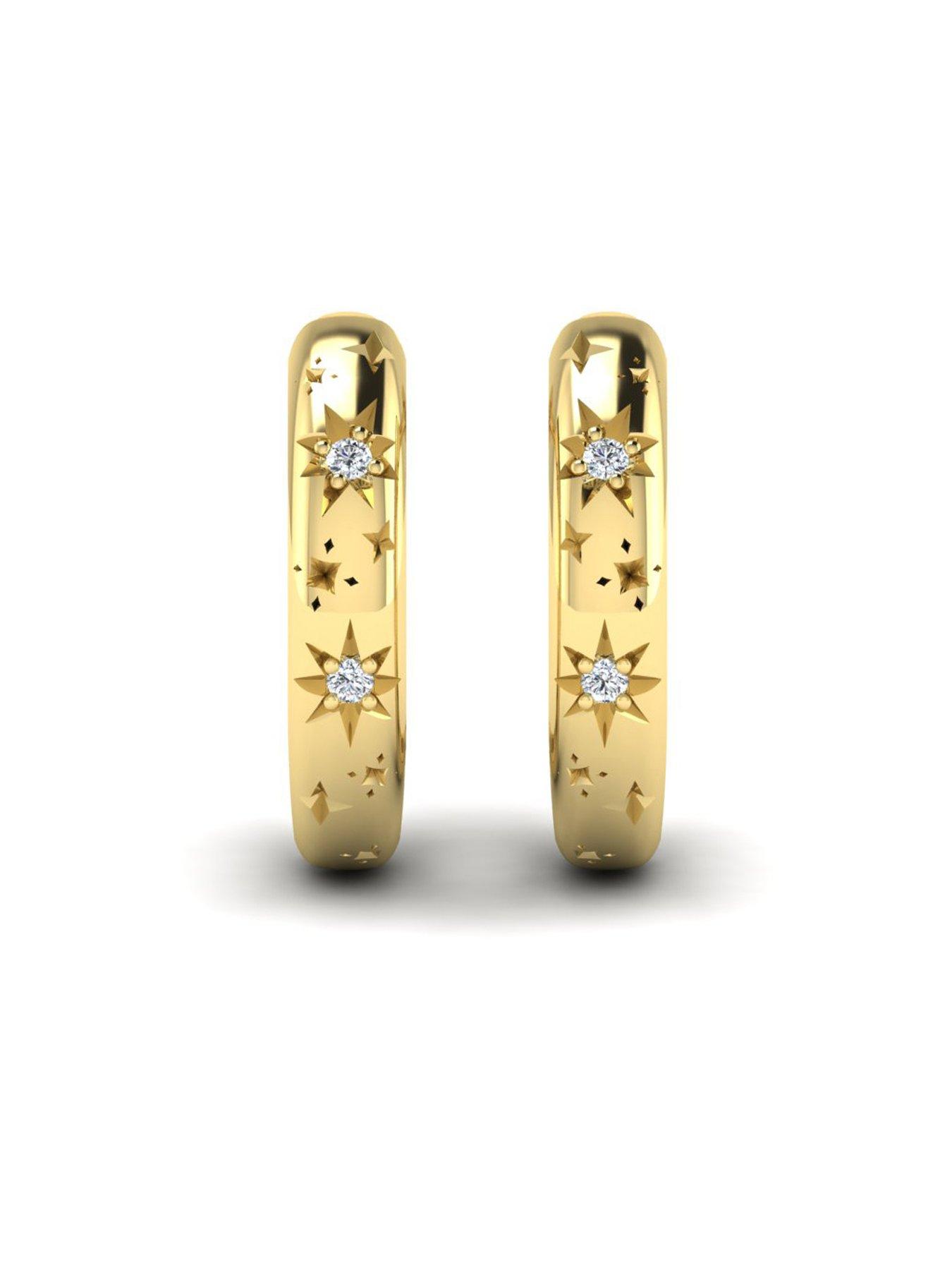 Image 2 of 6 of Kleora AURORA Modern Electrum Diamond Star Burst Hoop Earrings