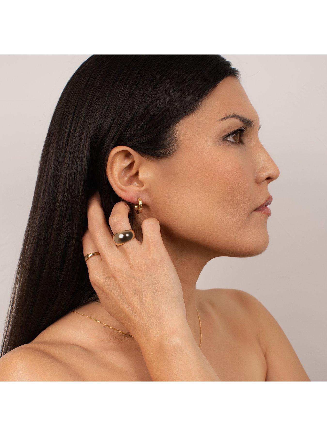 Image 3 of 6 of Kleora AURORA Modern Electrum Diamond Star Burst Hoop Earrings