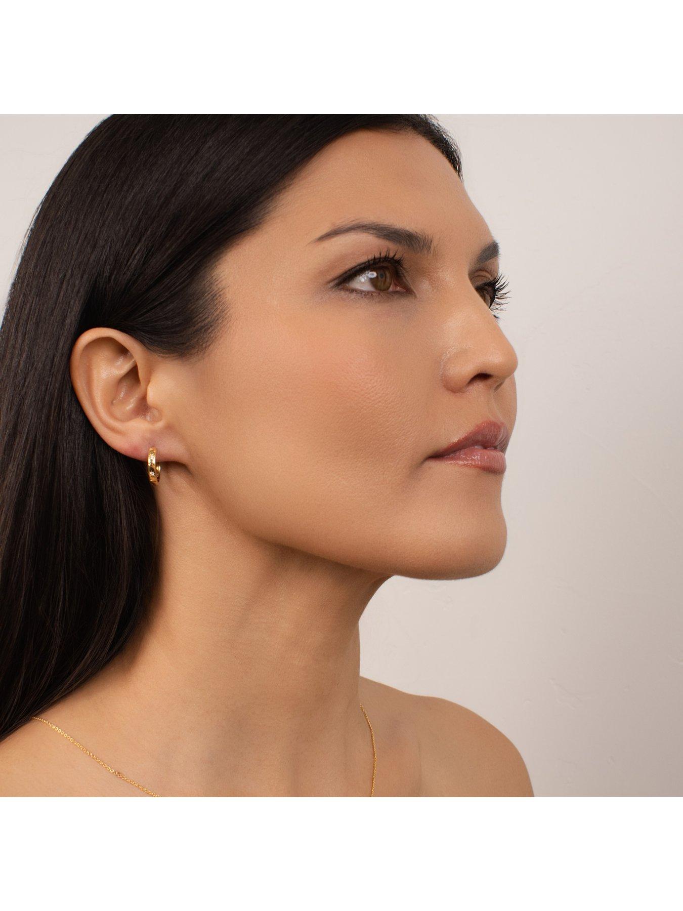 Image 4 of 6 of Kleora AURORA Modern Electrum Diamond Star Burst Hoop Earrings