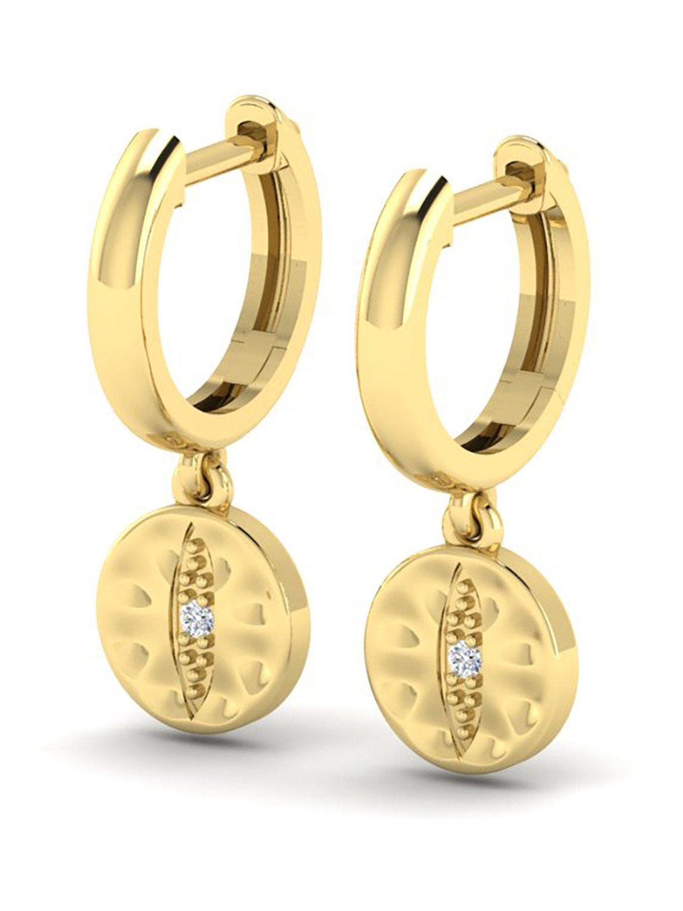 Kleora KLEORA IRIS Modern Electrum Diamond Cats Eye Circle Droplet Hoop Earrings