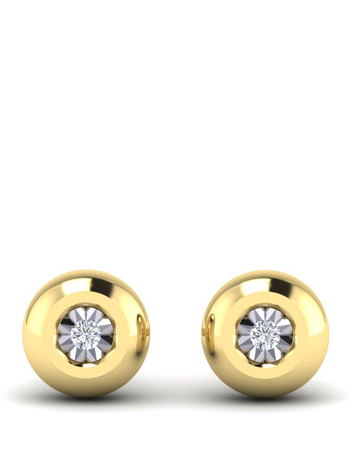 Image 1 of 6 of Kleora KLEORA AURORA Modern Electrum Miracle Plate Diamond Circle Stud Earrings