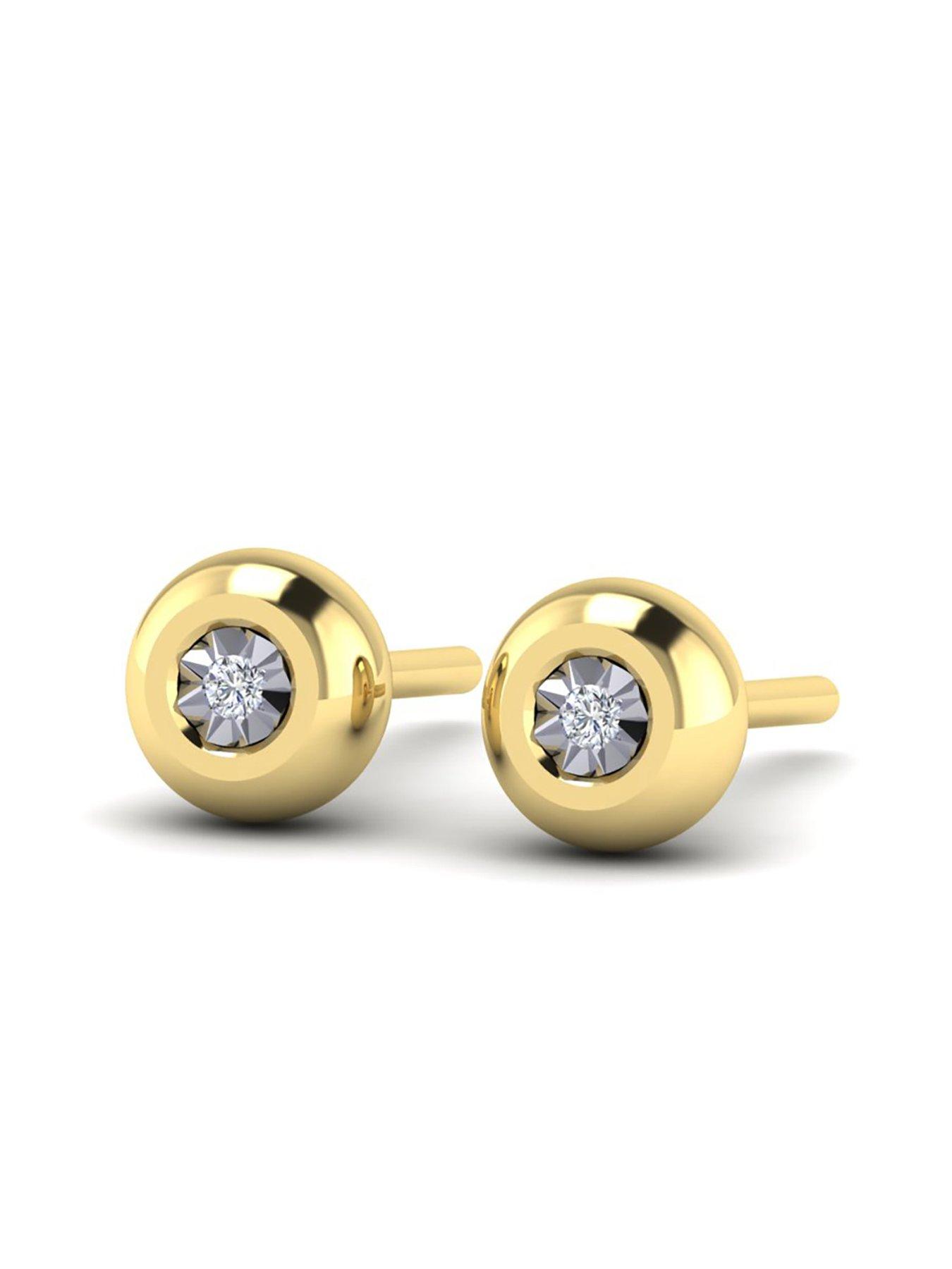 Image 2 of 6 of Kleora KLEORA AURORA Modern Electrum Miracle Plate Diamond Circle Stud Earrings