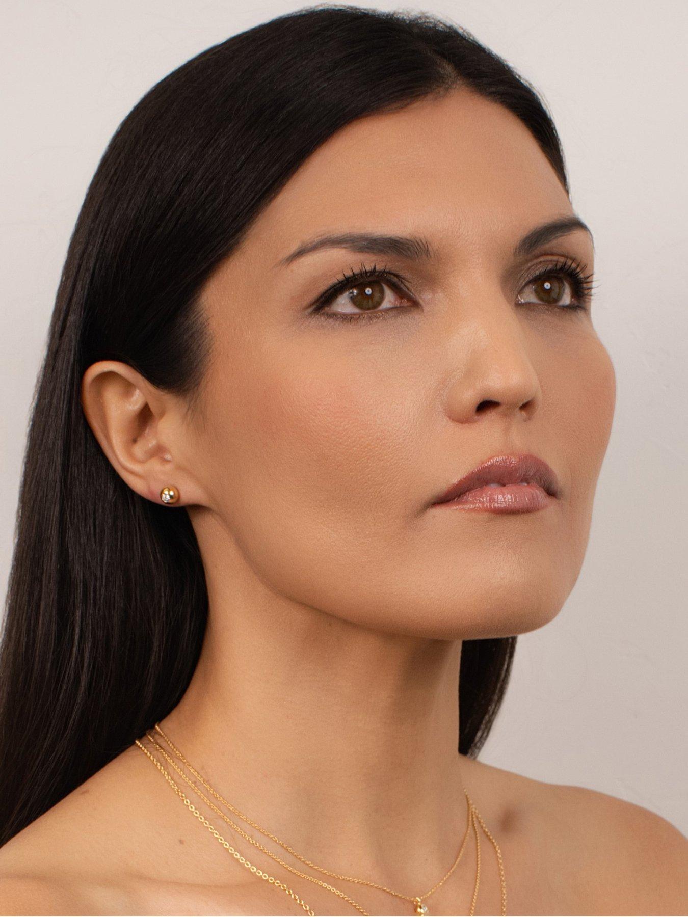 Image 3 of 6 of Kleora KLEORA AURORA Modern Electrum Miracle Plate Diamond Circle Stud Earrings