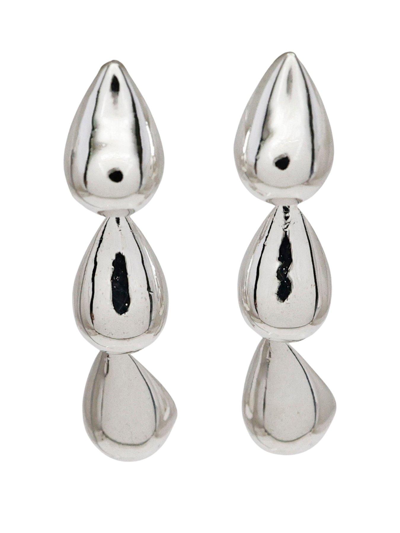 Image 1 of 3 of The Edit HS Edit TEARDROP Sterling Silver Bubble Teardrop Drop Earrings