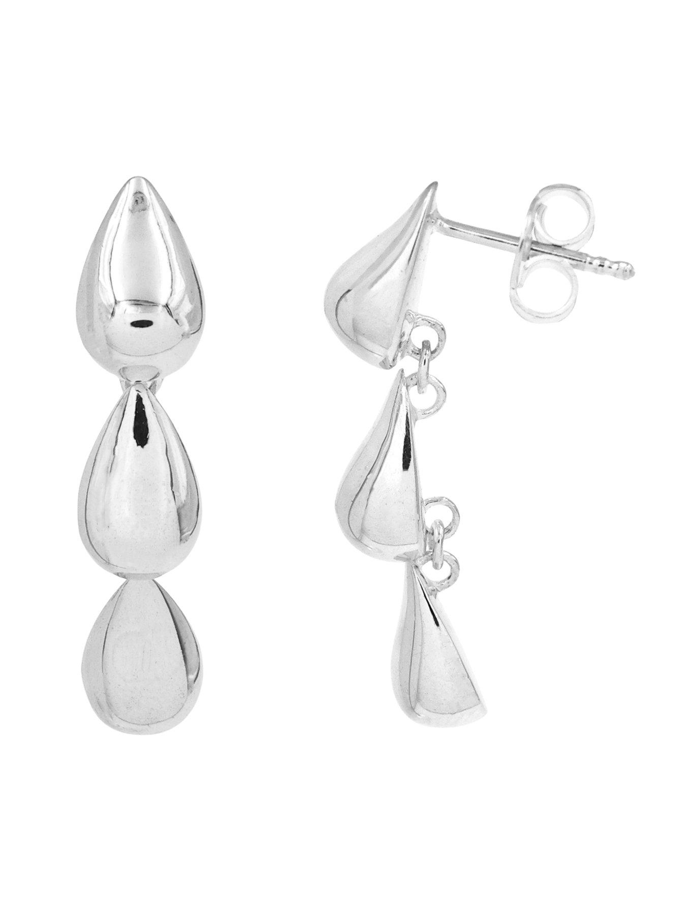 Image 3 of 3 of The Edit HS Edit TEARDROP Sterling Silver Bubble Teardrop Drop Earrings