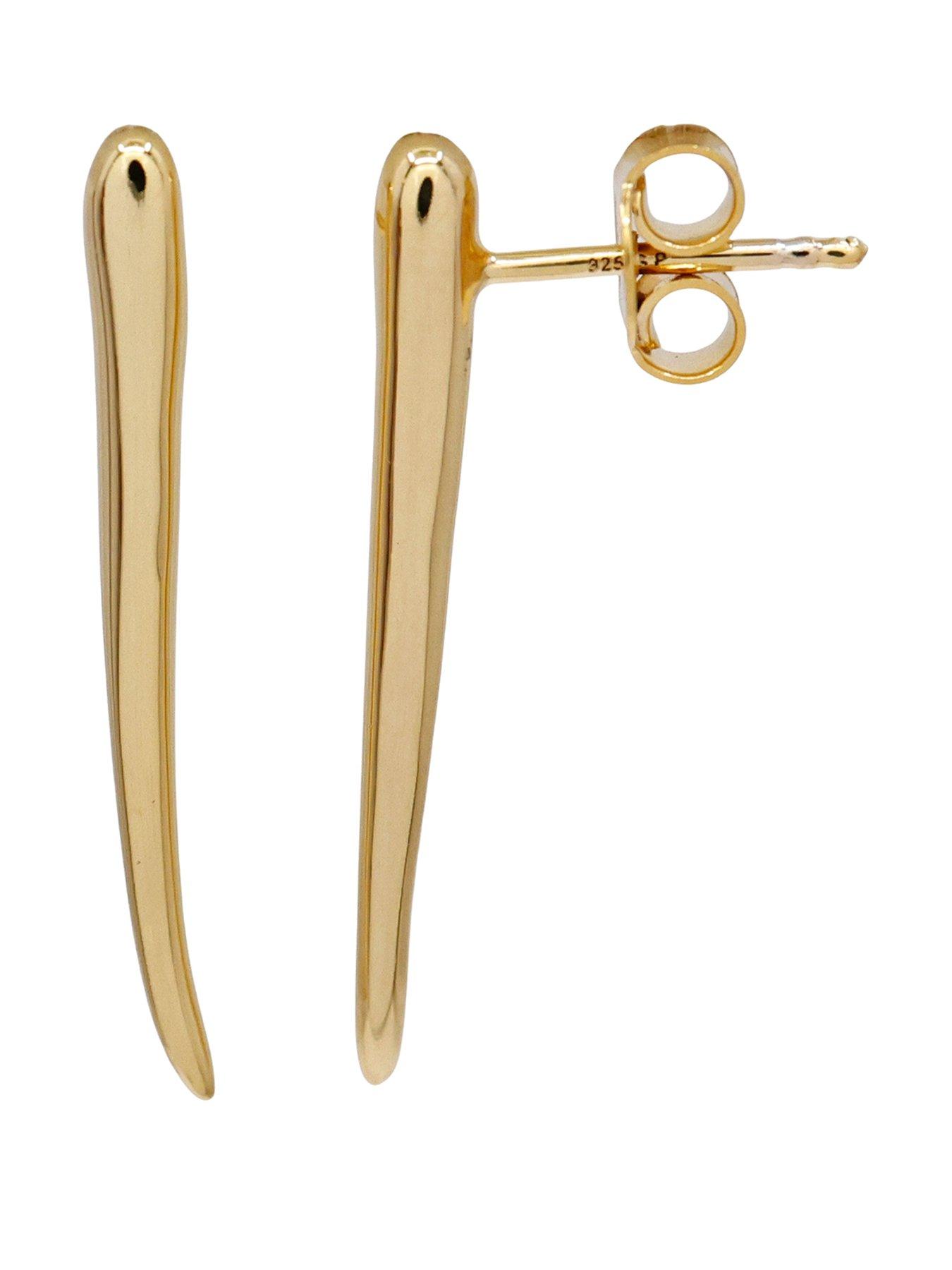 The Edit HS Edit 18ct Yellow Gold Plated Abstract Bar Drop Stud Earrings