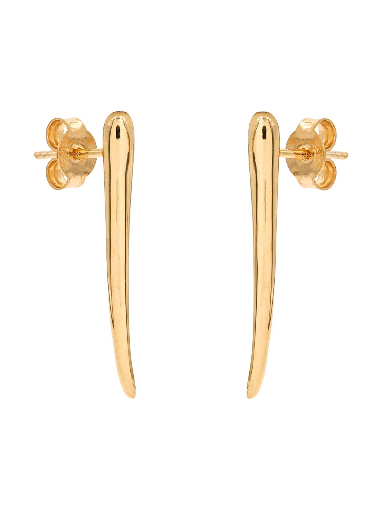 Image 2 of 3 of The Edit HS Edit 18ct Yellow Gold Plated Abstract Bar Drop Stud Earrings