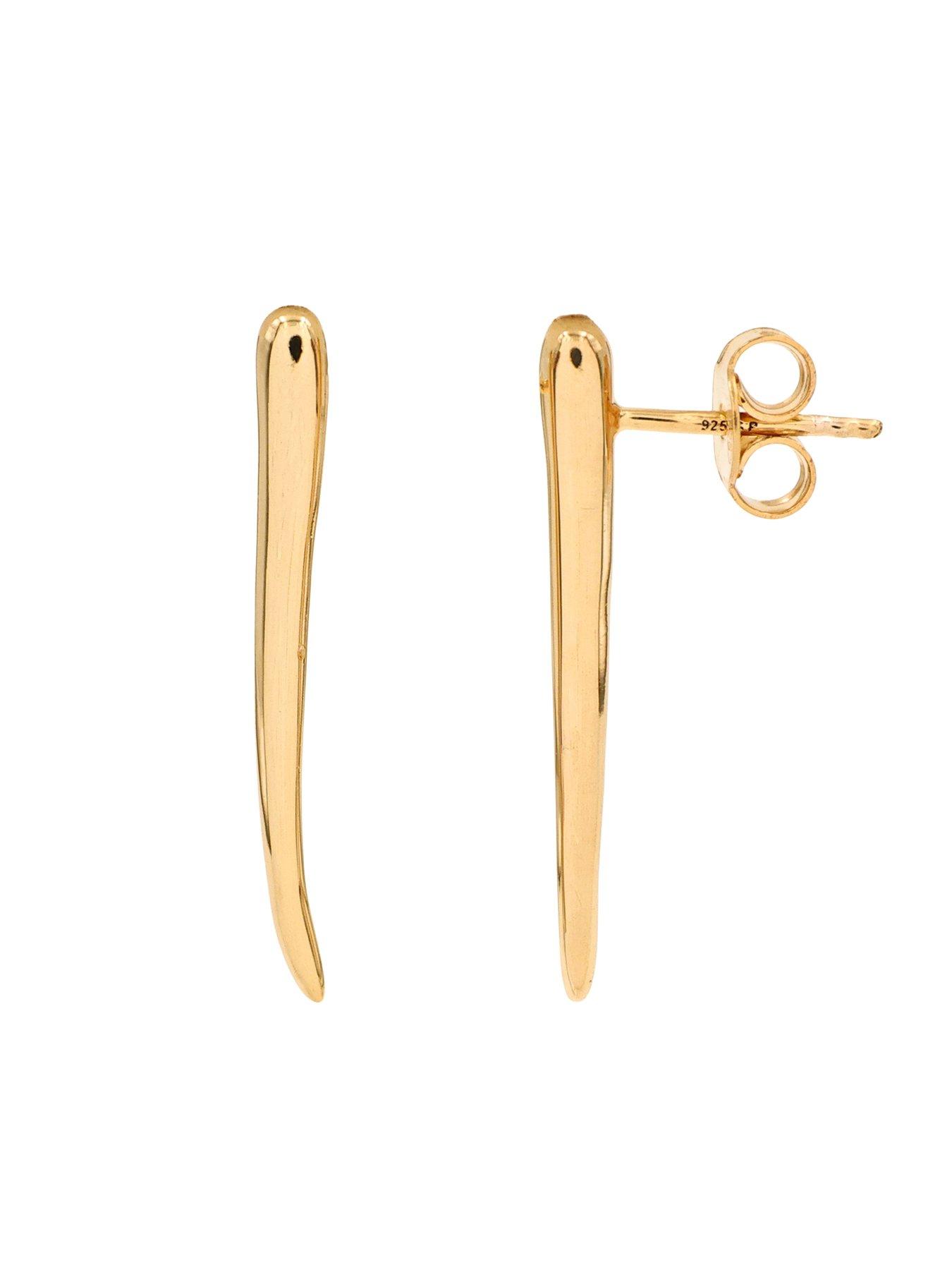 Image 3 of 3 of The Edit HS Edit 18ct Yellow Gold Plated Abstract Bar Drop Stud Earrings