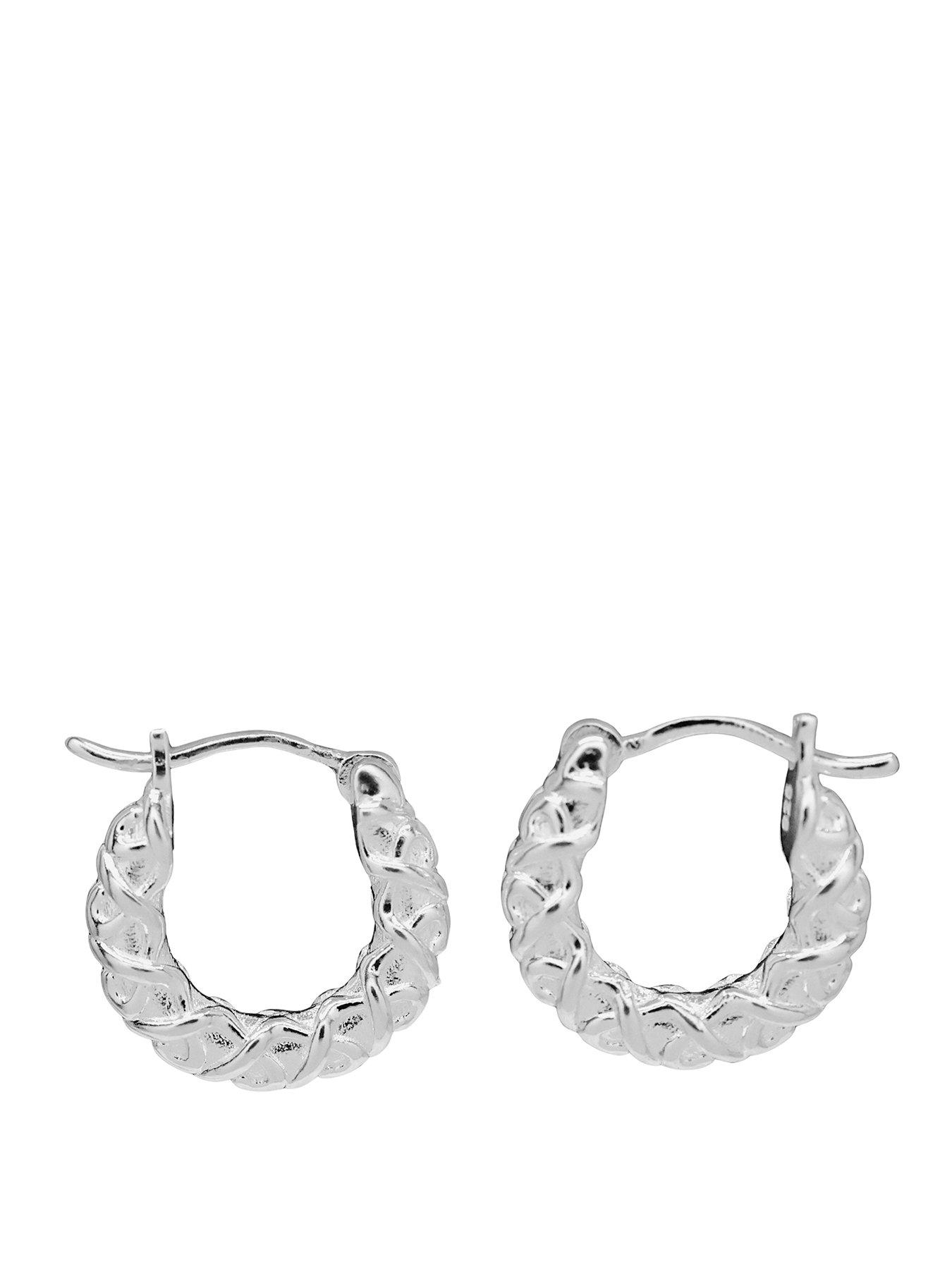 The Edit HS Chains Sterling Chunky Textured Hoop Earrings - Silver