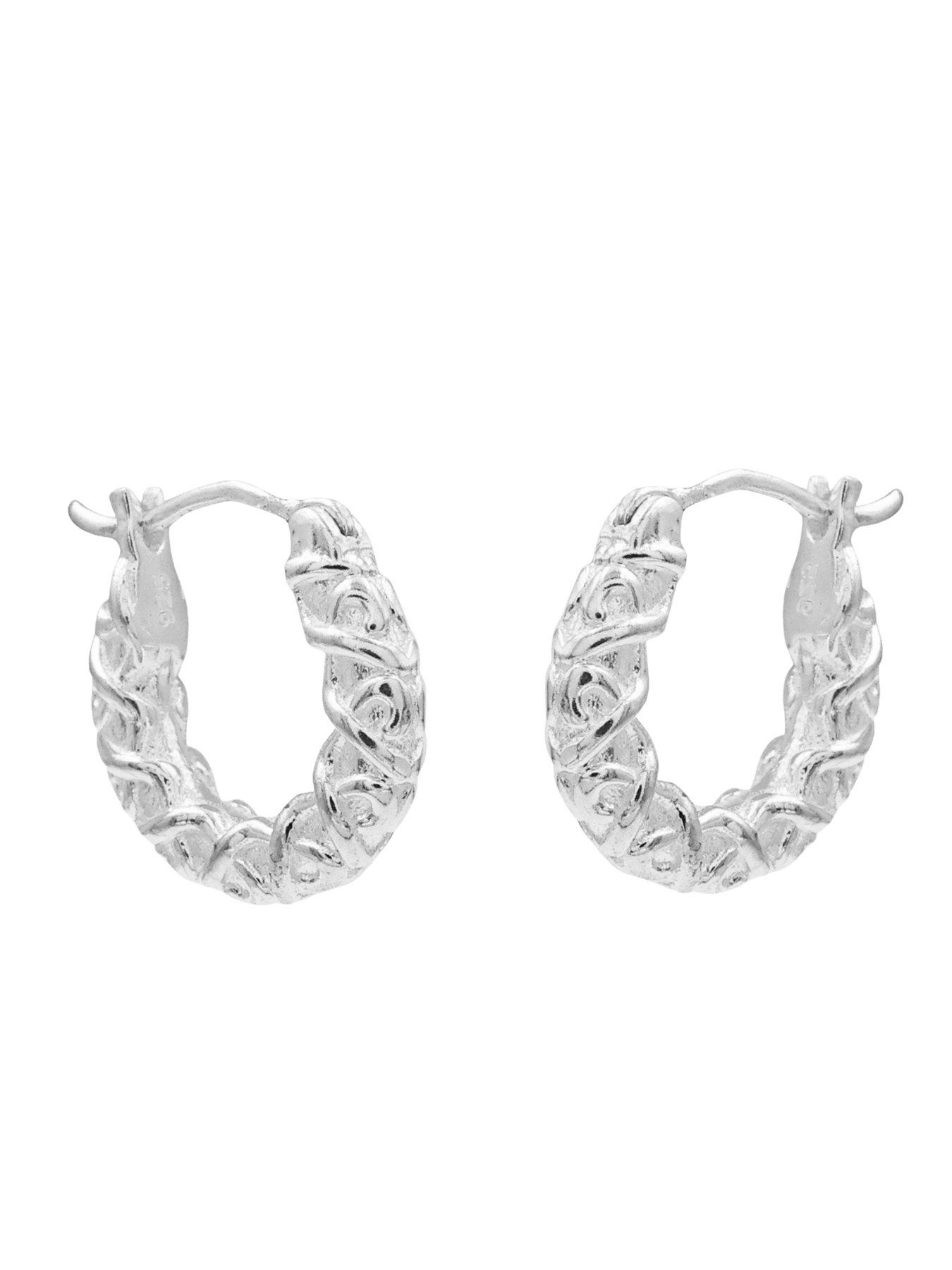 Image 2 of 3 of The Edit HS Edit CHAINS Sterling Silver Chunky Textured Hoop Earrings