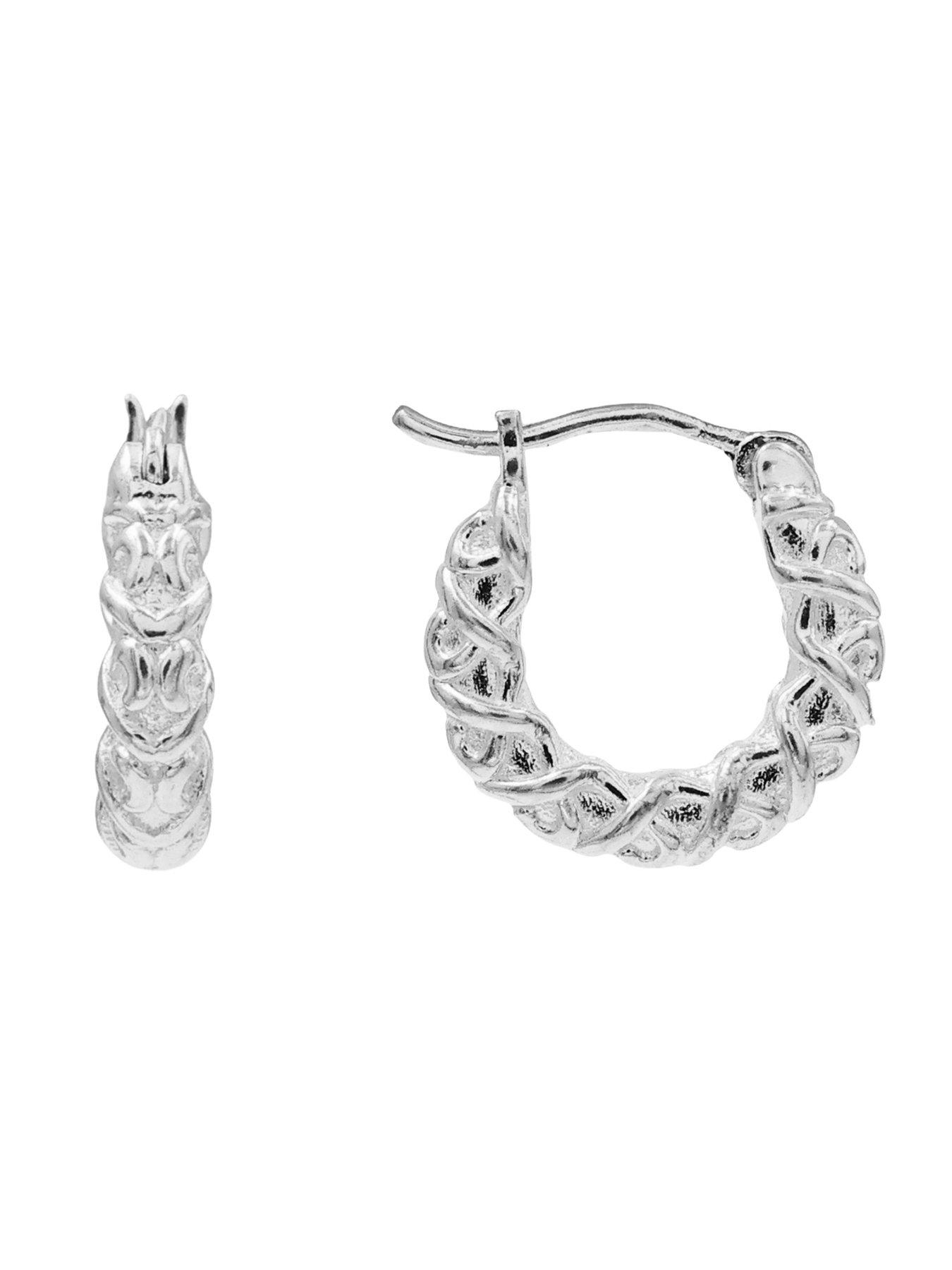 Image 3 of 3 of The Edit HS Edit CHAINS Sterling Silver Chunky Textured Hoop Earrings