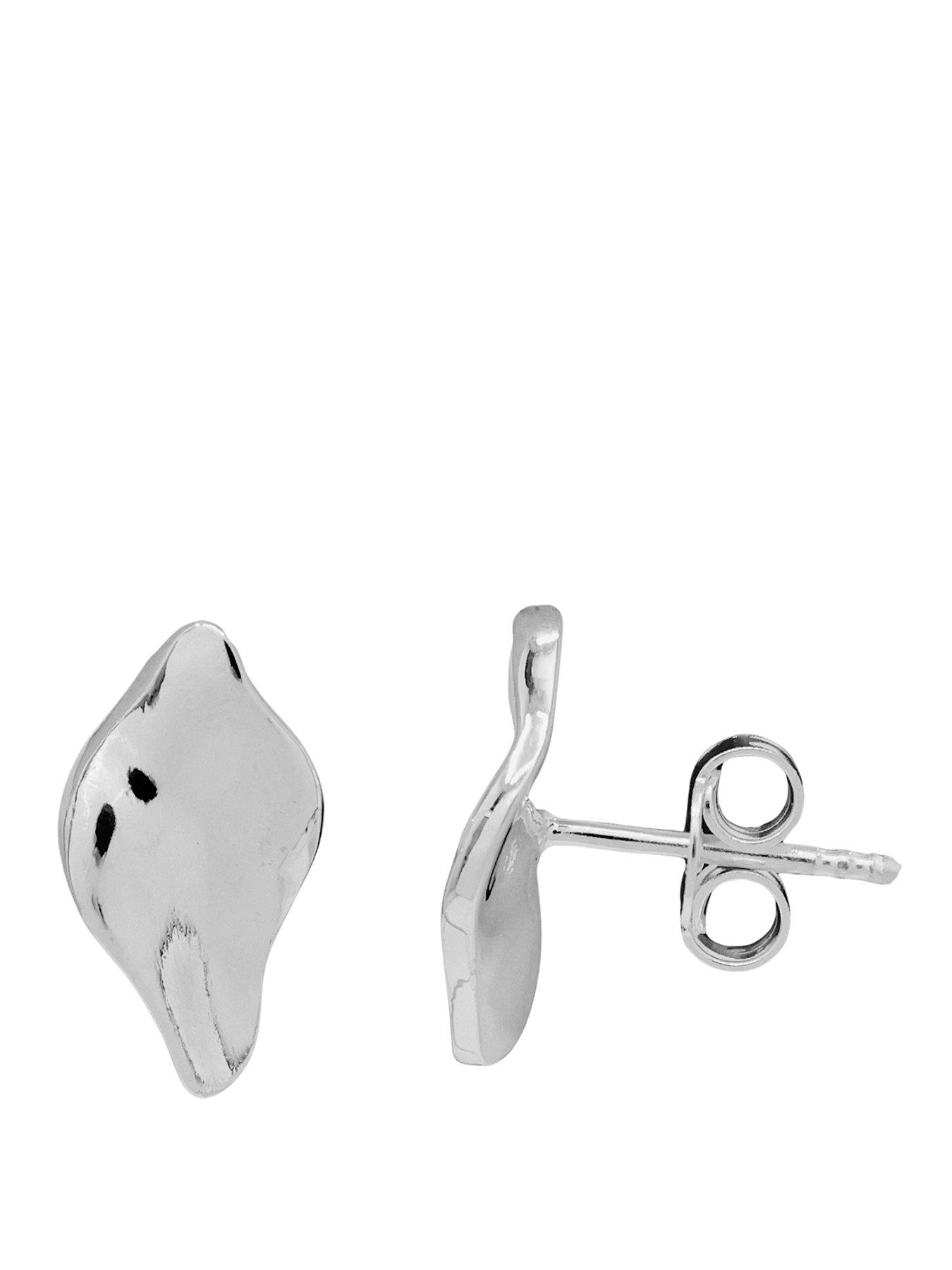 Image 1 of 3 of The Edit HS Edit MOLTEN Sterling Silver Moulded Pebble Stud Earrings