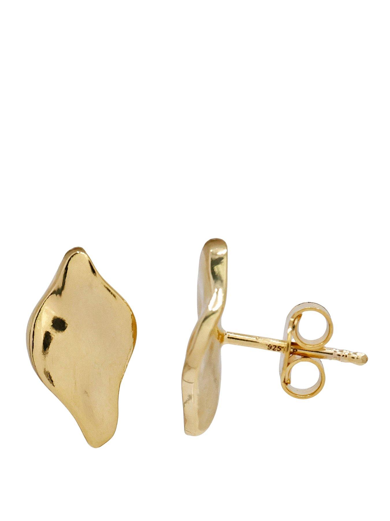 The Edit HS Edit MOLTEN 18ct Yellow Gold Plated Moulded Oganic Pebble Stud Earrings