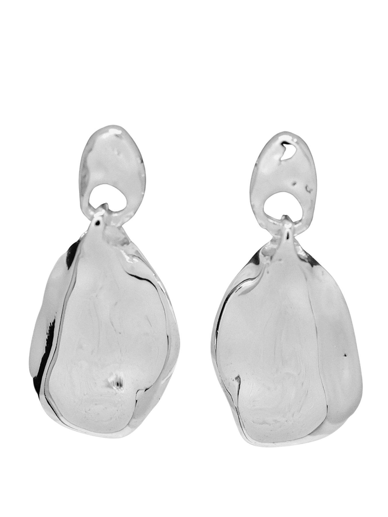 the-edit-hs-edit-molten-sterling-silver-moulded-pebble-drop-earringsfront