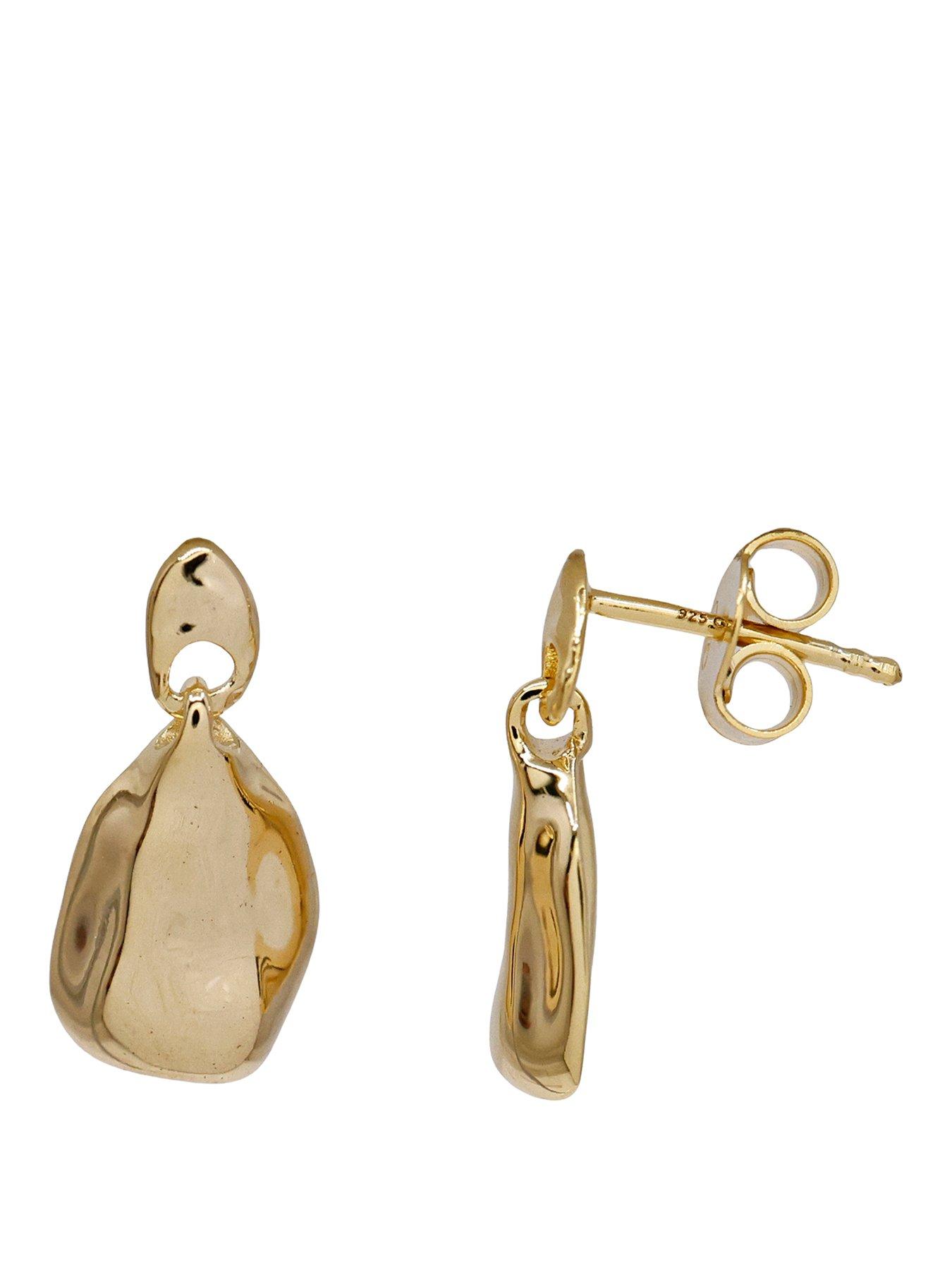 Image 1 of 3 of The Edit Hs Molten 18Ct Plated Moulded&nbsp;Pebble Drop Earrings - Gold