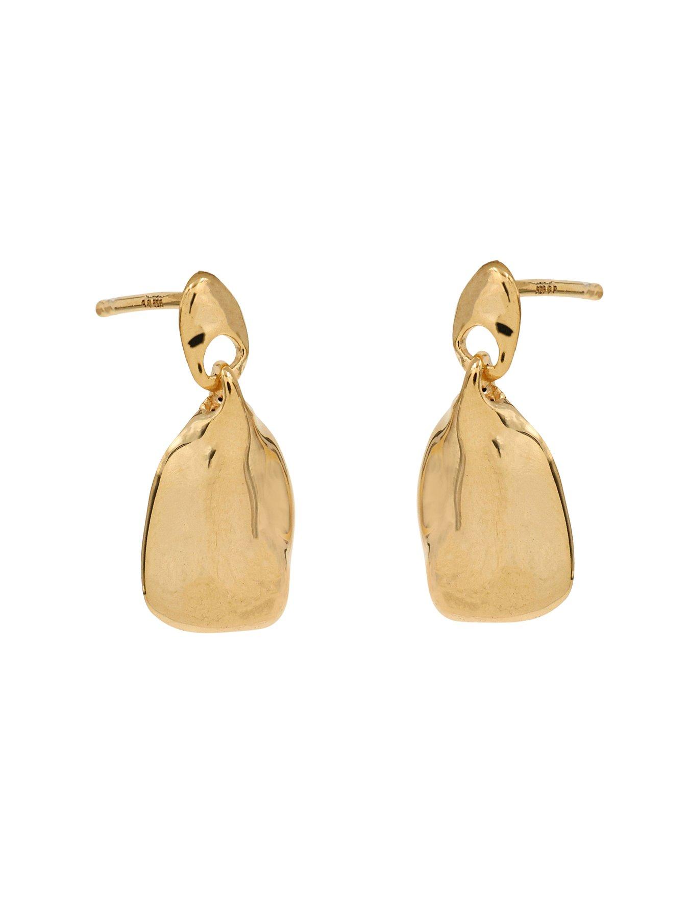Image 2 of 3 of The Edit Hs Molten 18Ct Plated Moulded&nbsp;Pebble Drop Earrings - Gold