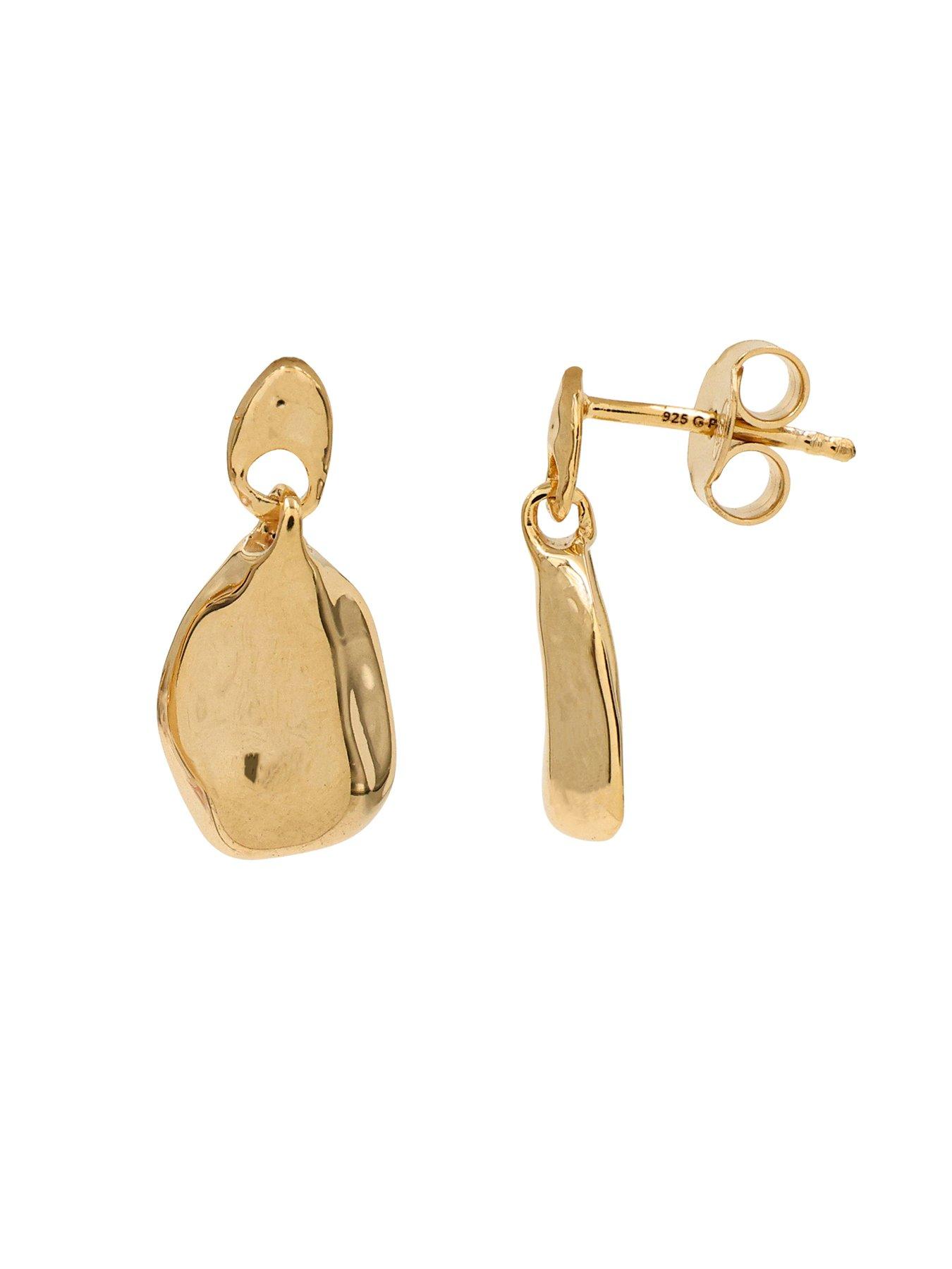 Image 3 of 3 of The Edit Hs Molten 18Ct Plated Moulded&nbsp;Pebble Drop Earrings - Gold