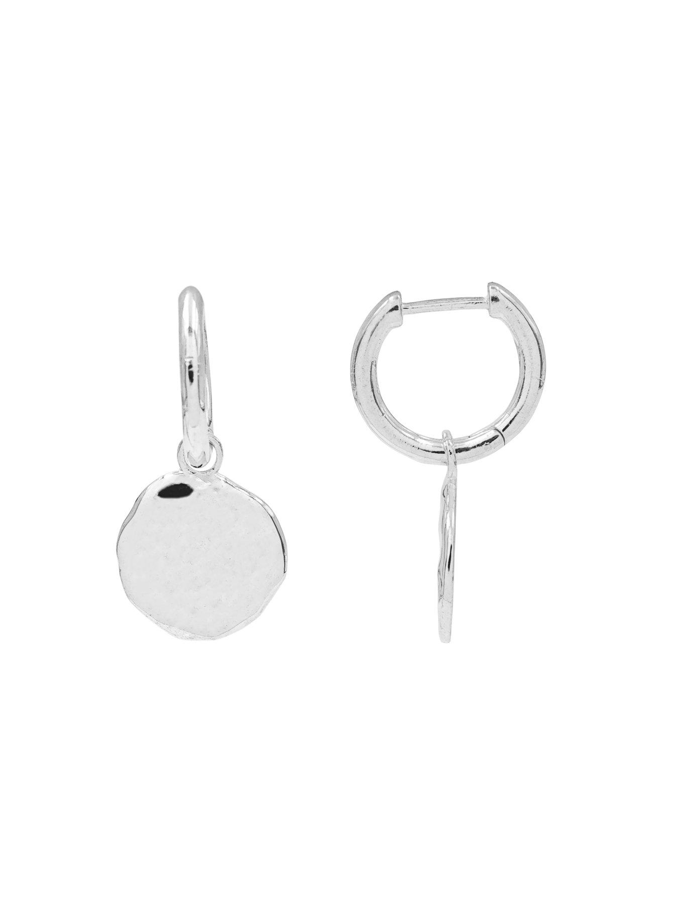 Image 3 of 3 of The Edit HS Edit MOLTEN Sterling Silver Moulded Coin Hoop Drop Earrings