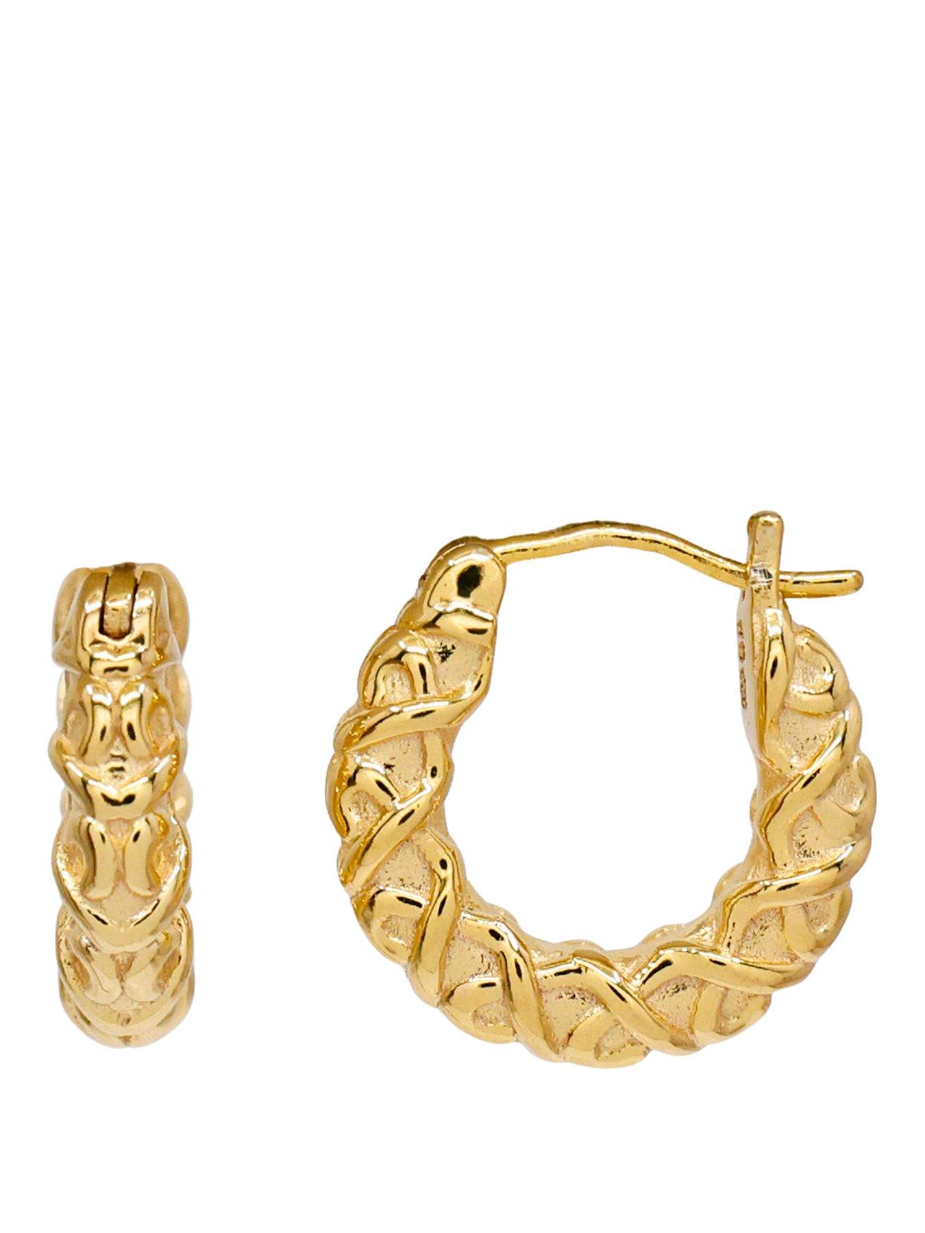 Image 1 of 3 of The Edit HS Edit CHAINS 18ct Yellow Gold Plated Chunky Textured Hoop Earrings