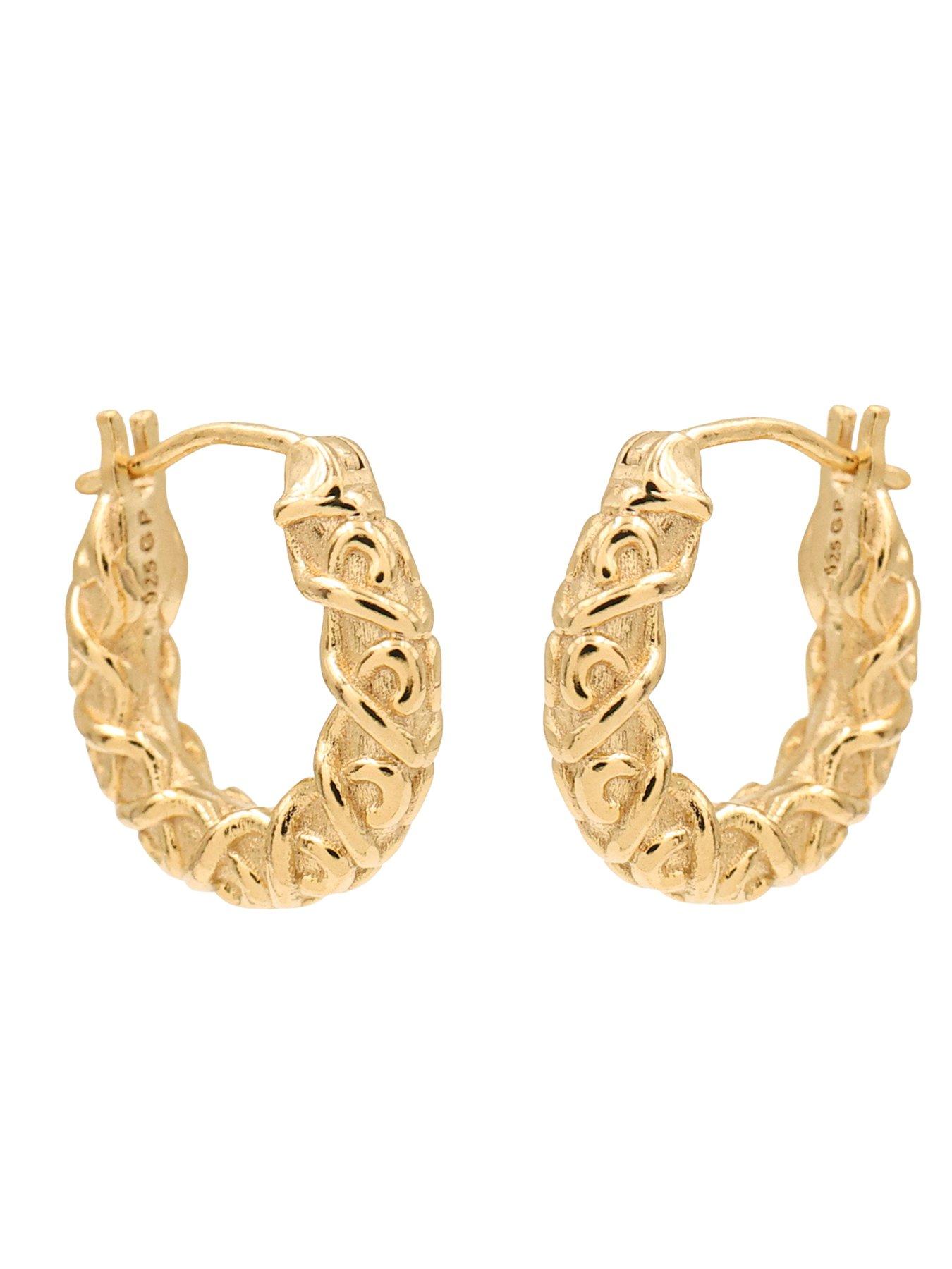 Image 2 of 3 of The Edit HS Edit CHAINS 18ct Yellow Gold Plated Chunky Textured Hoop Earrings