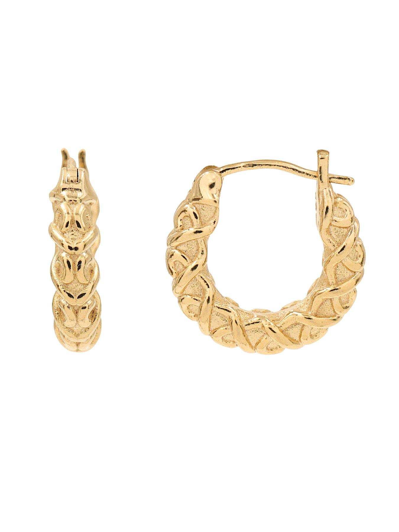 Image 3 of 3 of The Edit HS Edit CHAINS 18ct Yellow Gold Plated Chunky Textured Hoop Earrings