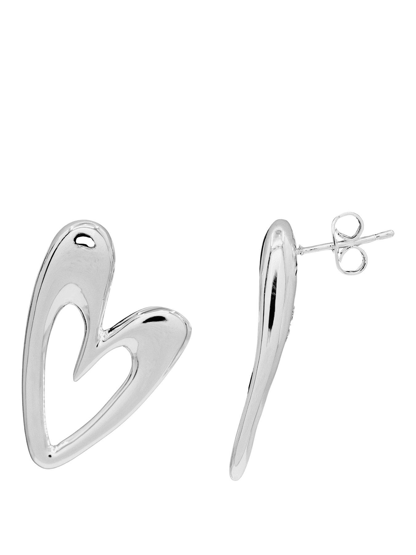 Image 1 of 3 of The Edit HS Edit HEARTS Sterling Silver Large Abstract Heart Stud Earrings