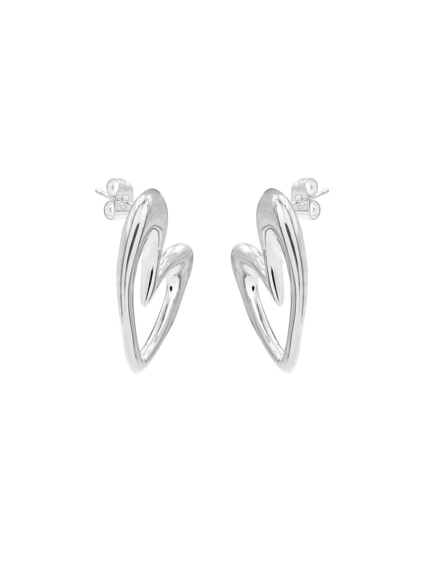 Image 2 of 3 of The Edit HS Edit HEARTS Sterling Silver Large Abstract Heart Stud Earrings