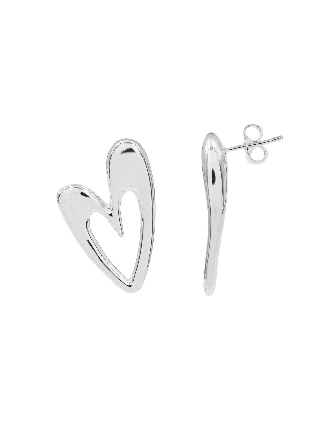 Image 3 of 3 of The Edit HS Edit HEARTS Sterling Silver Large Abstract Heart Stud Earrings