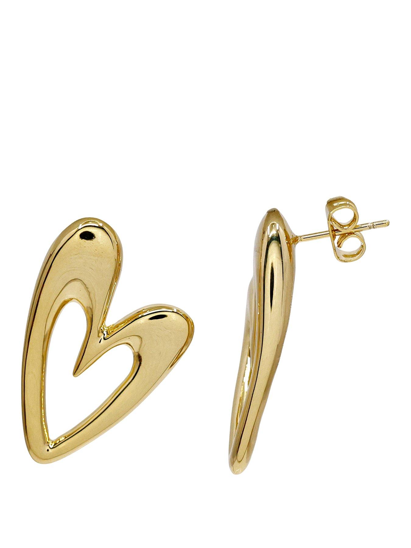 The Edit Hs Hearts 18Ct Plated Abstract Heart Stud Earrings - Gold