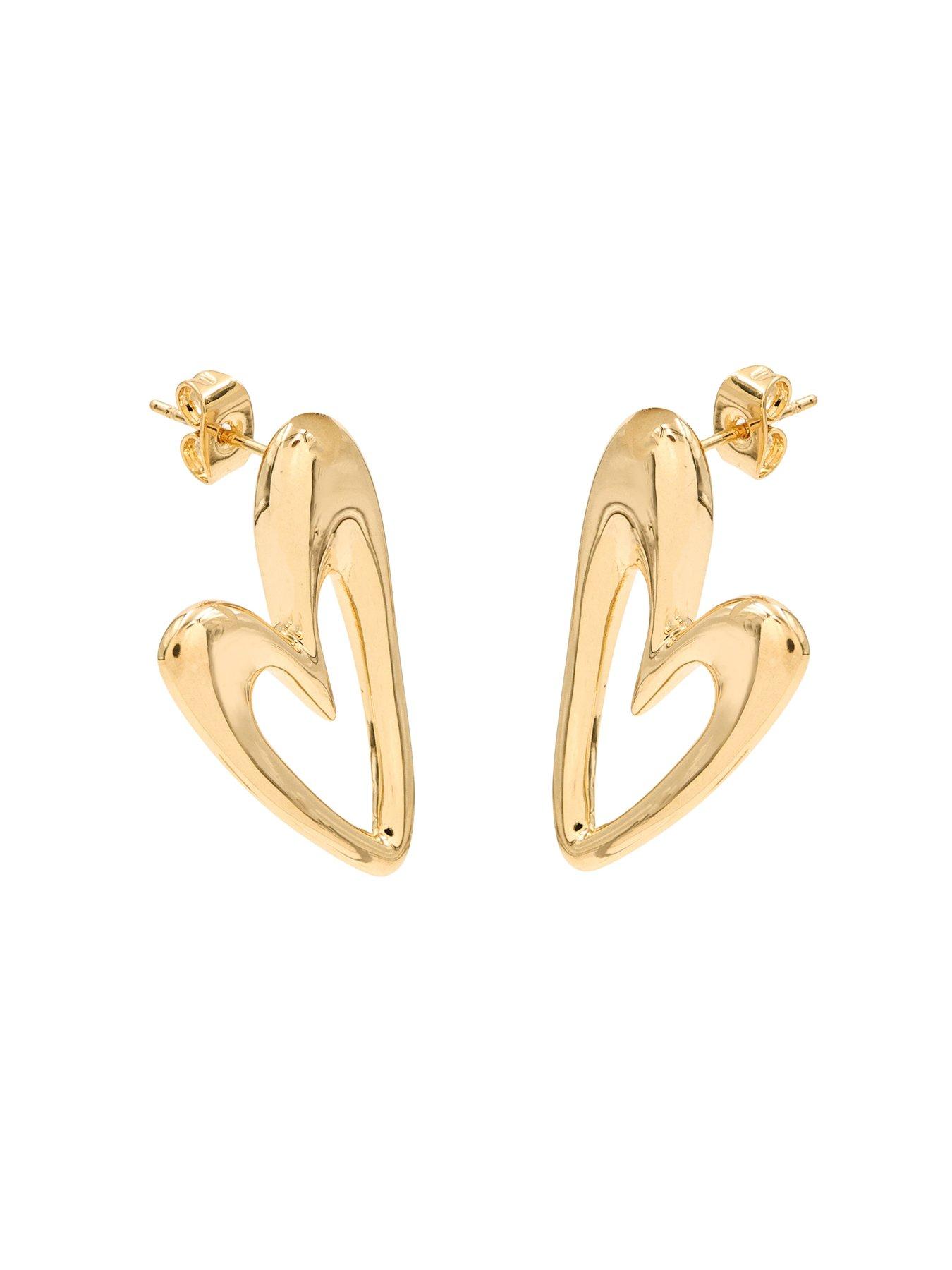Image 3 of 4 of The Edit HS The Edit HEARTS 18ct Yellow Gold Plated Abstract Heart Stud Earrings