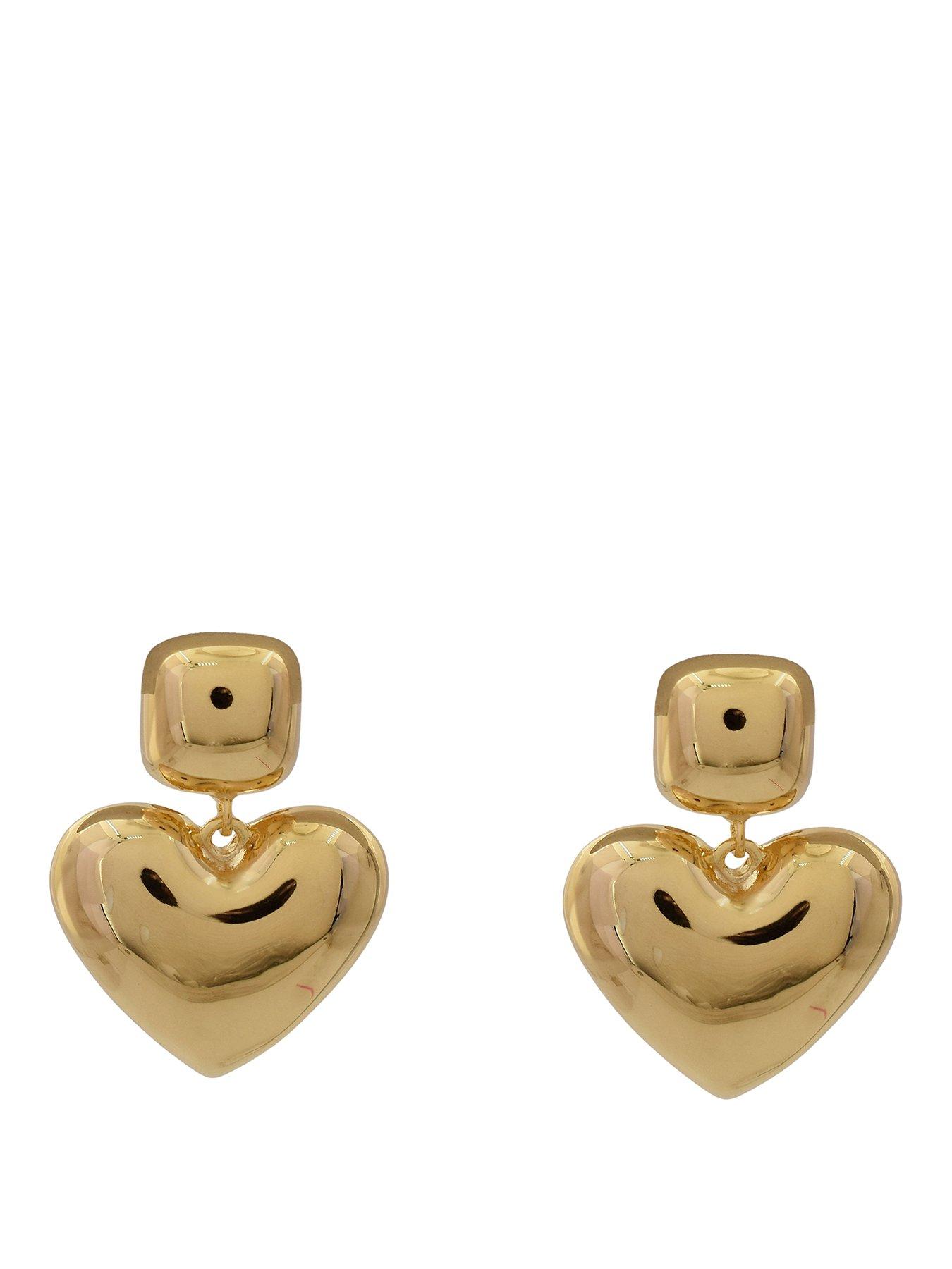 The Edit HS Edit HEARTS 18ct Yellow Gold Plated Bubble Heart Drop Earrings