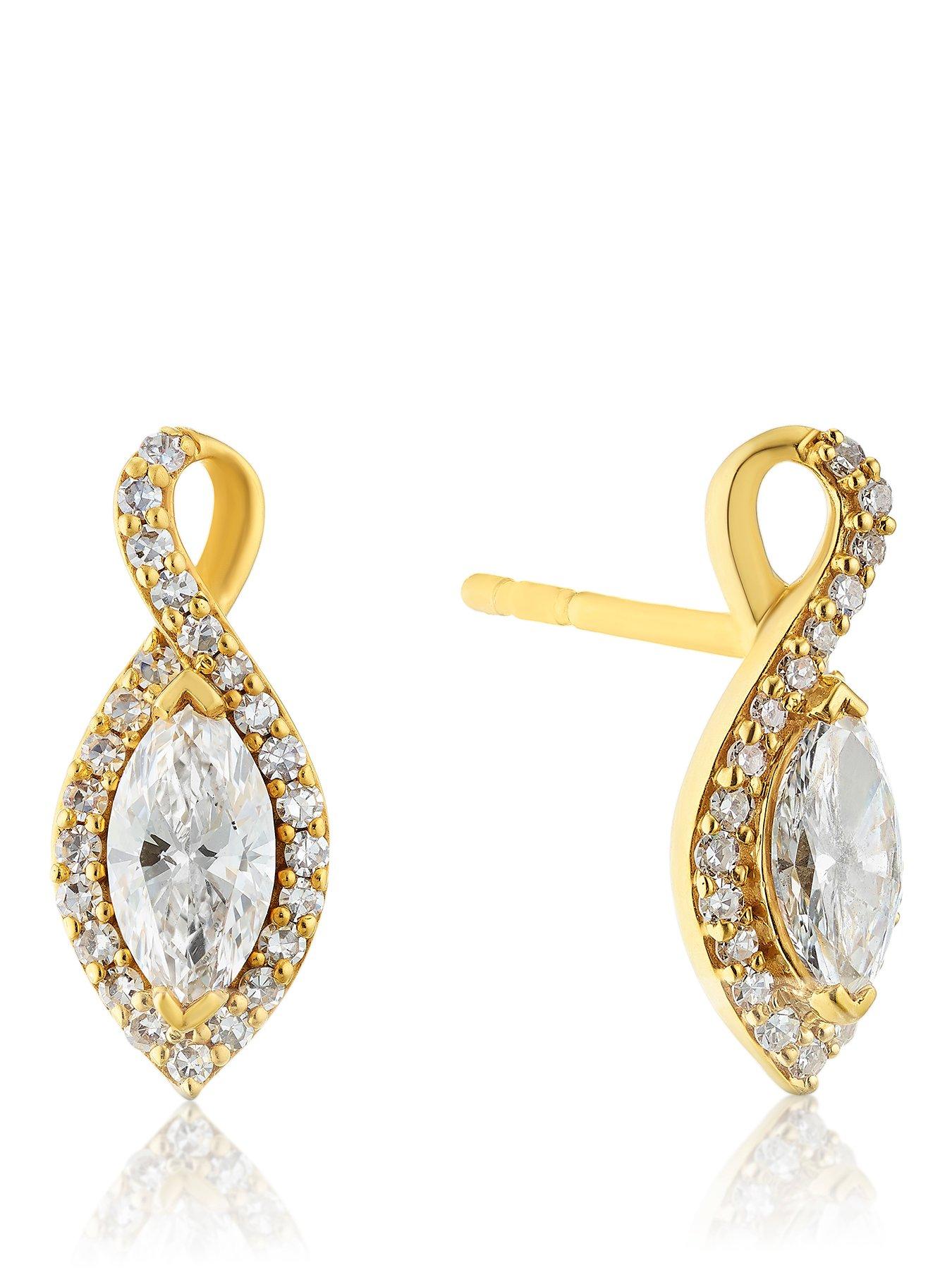 Harriet Harriet Sterling Silver & 18ct Yellow Gold Plated Vermeil 0.50ct Lab-Grown Diamond Twist Drop Earrings