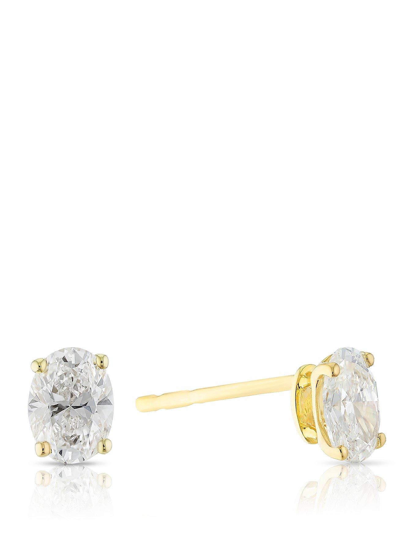 Harriet Harriet 9ct Yellow Gold 0.50ct Lab-Grown Diamond Oval Stud Earrings