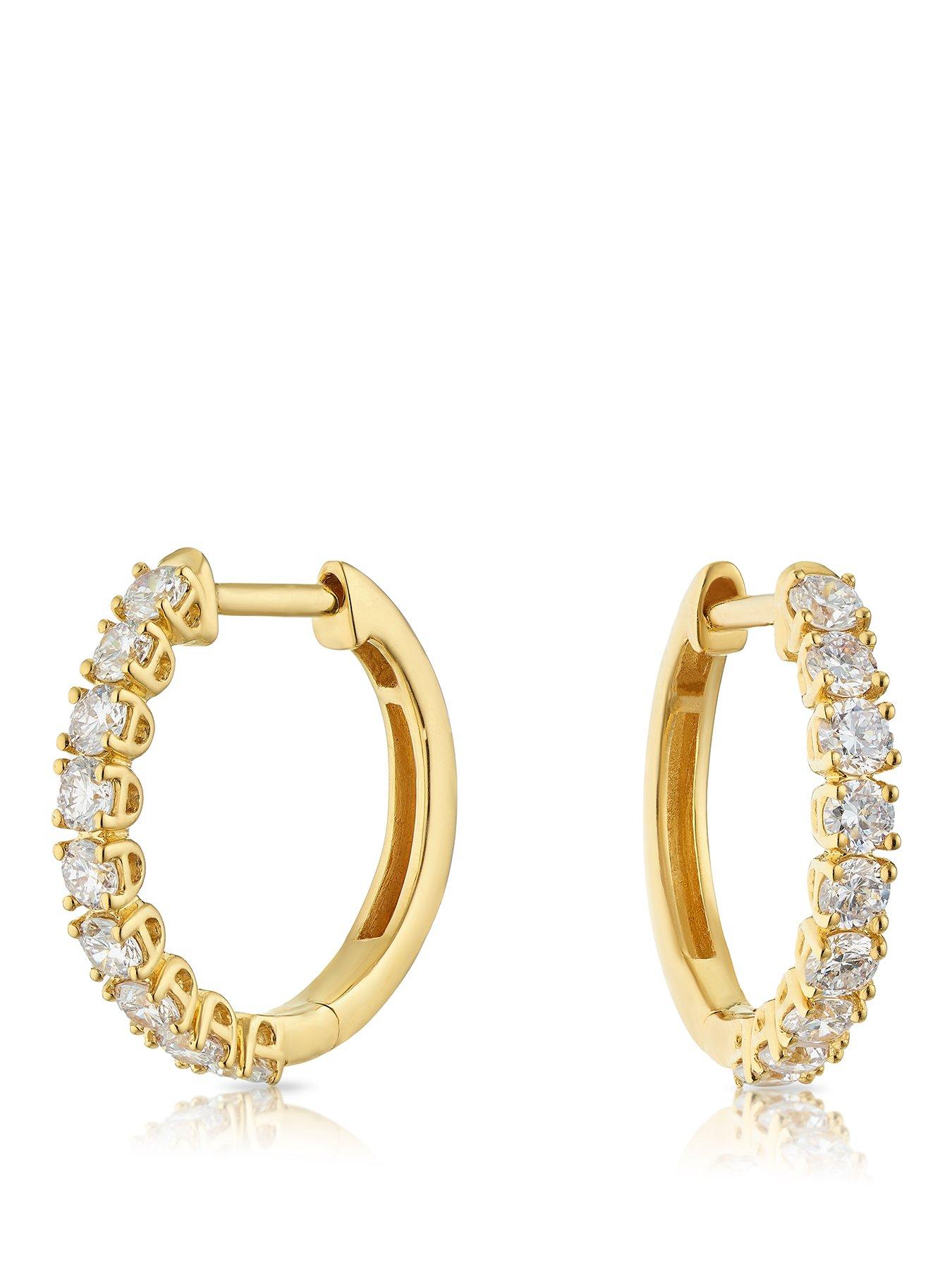 Harriet Sterling Silver & 18ct Yellow Gold Plated Vermeil 0.50ct Lab-Grown Diamond Round Hoop Earrings