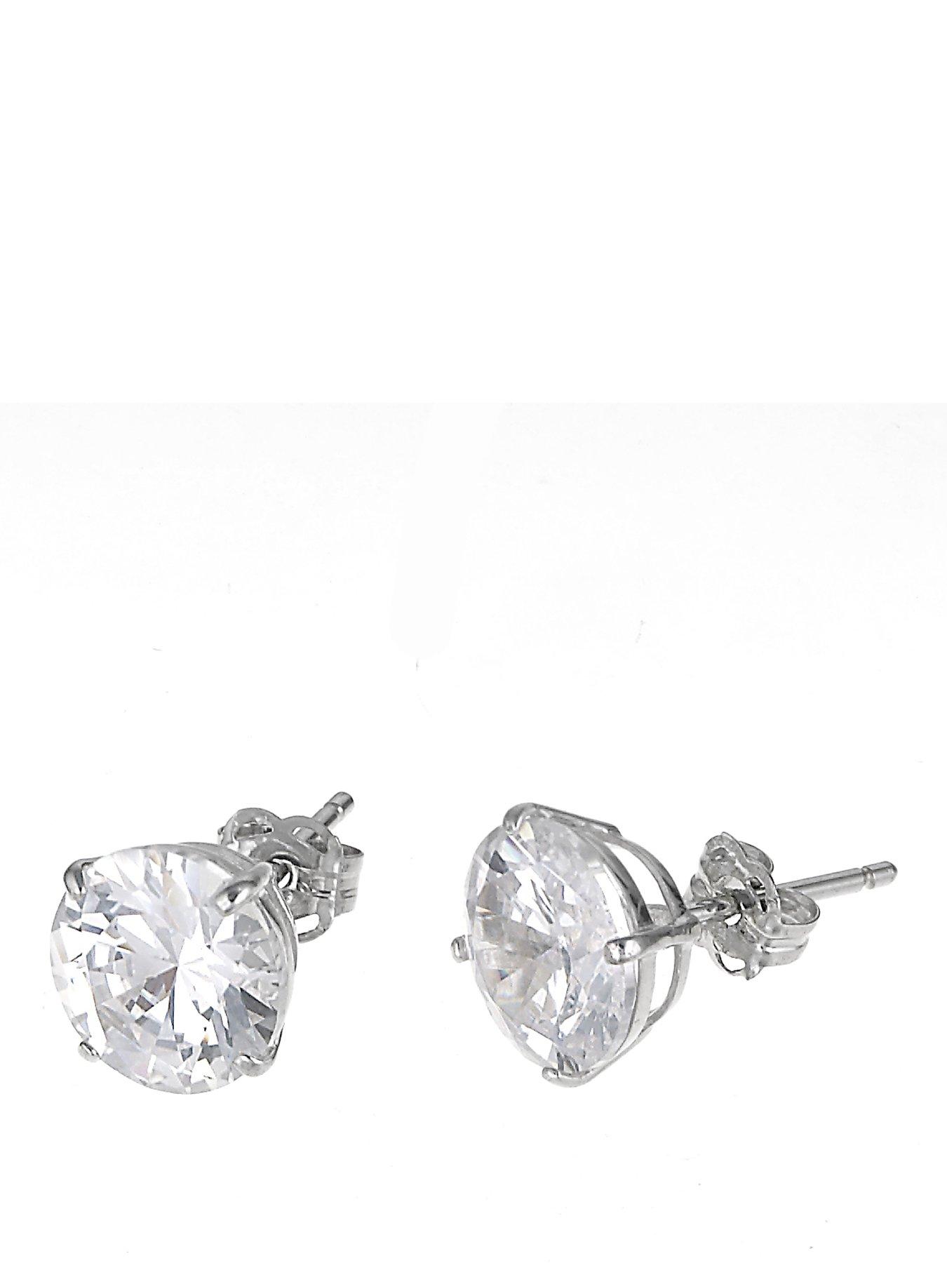H. Samuel 9ct White Gold Cubic Zirconia 8mm Stud Earrings