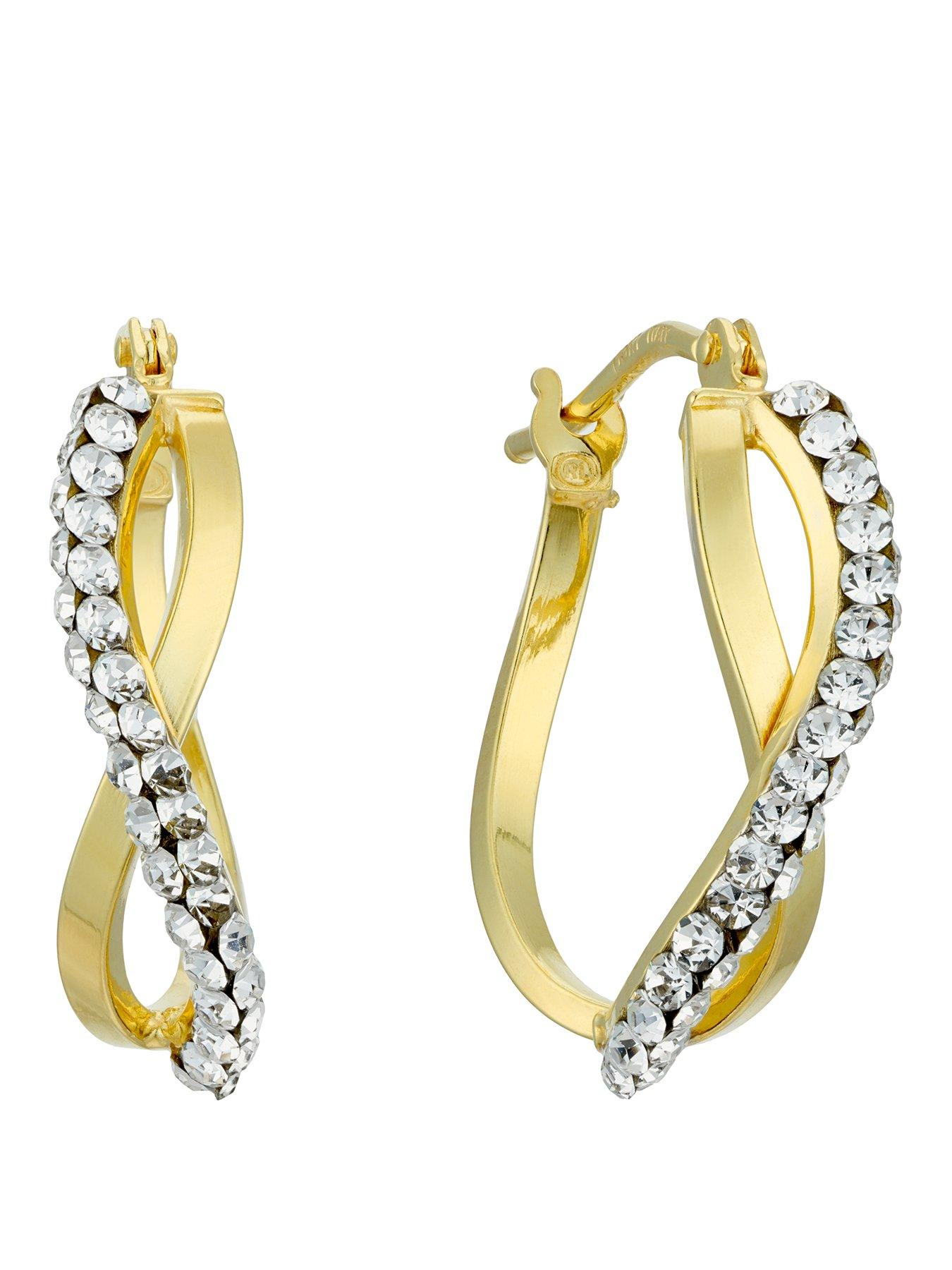 Image 1 of 3 of H. Samuel 9ct Yellow Gold Crystal Infinity Hoop Earrings