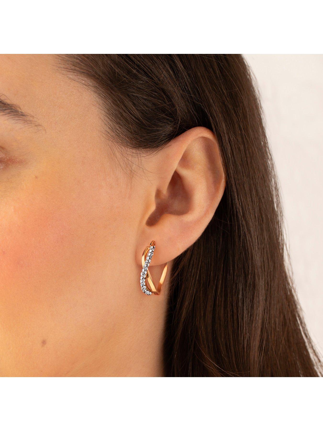 Image 2 of 3 of H. Samuel 9ct Yellow Gold Crystal Infinity Hoop Earrings