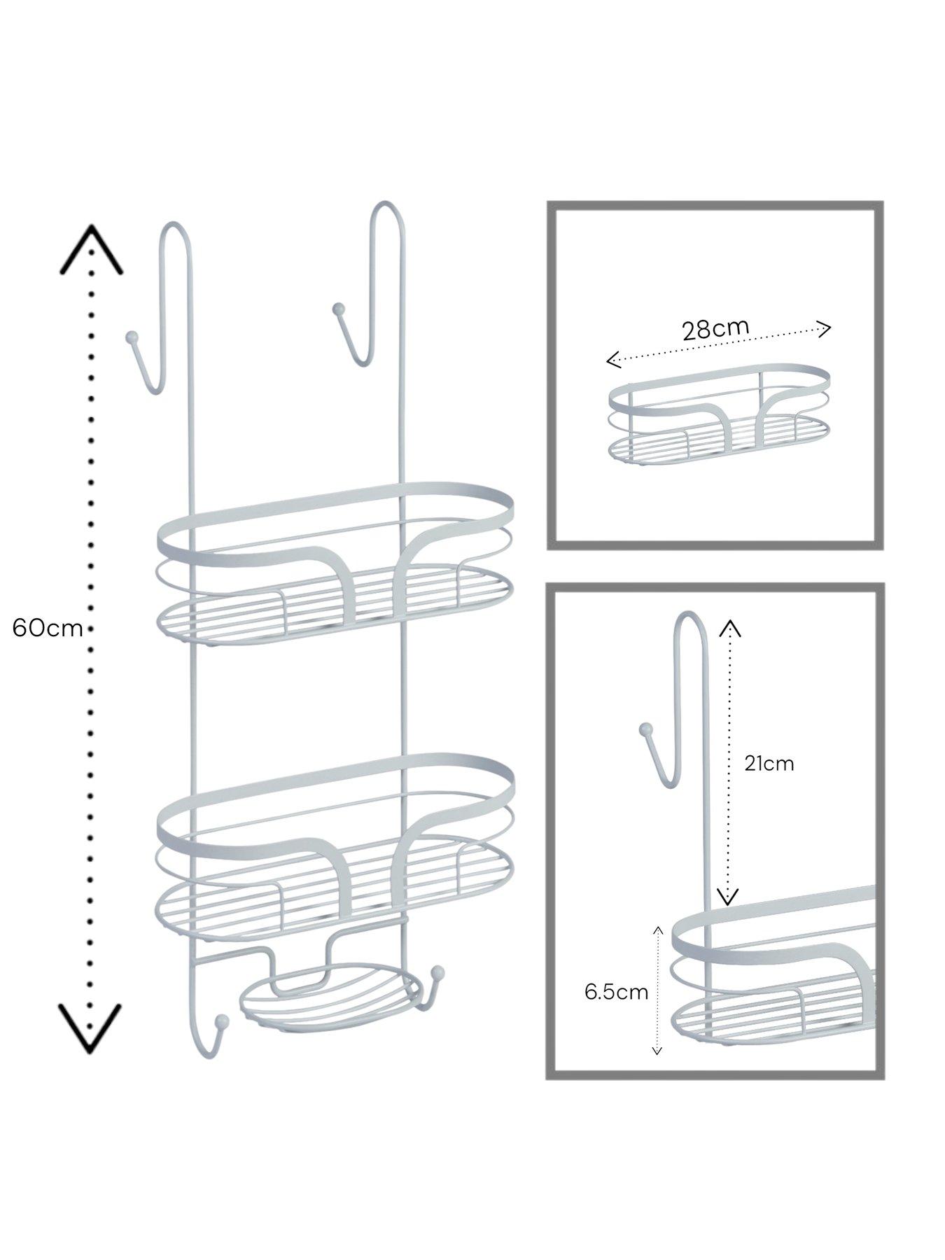 Image 3 of 3 of Showerdrape Dante 2 Tier Shower Caddy With Soap Basket White