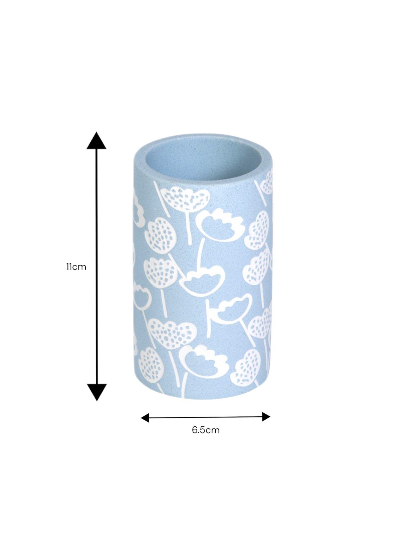 Image 5 of 6 of Showerdrape Buttercup Light Blue Floral Bathroom Accessory Set - Soap Dish &amp; Tumbler