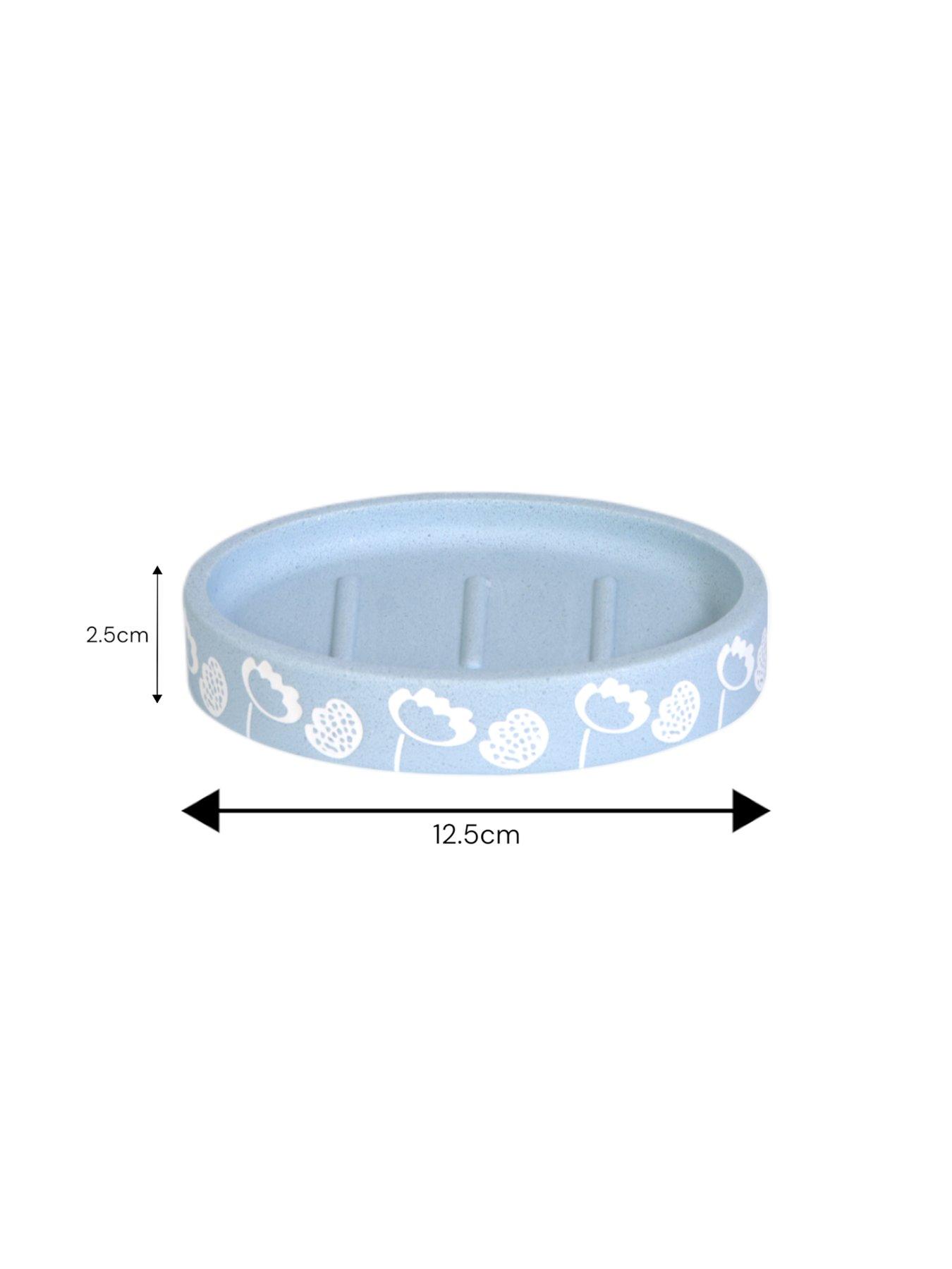 Image 6 of 6 of Showerdrape Buttercup Light Blue Floral Bathroom Accessory Set - Soap Dish &amp; Tumbler