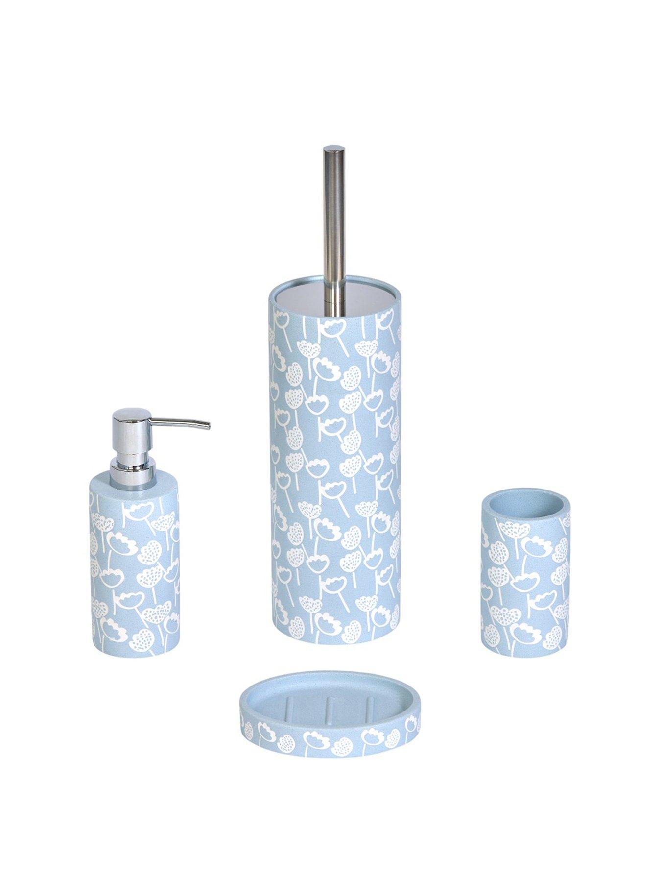 Image 2 of 6 of Showerdrape Buttercup Light Blue Floral 4 Piece Bathroom Accessory Set