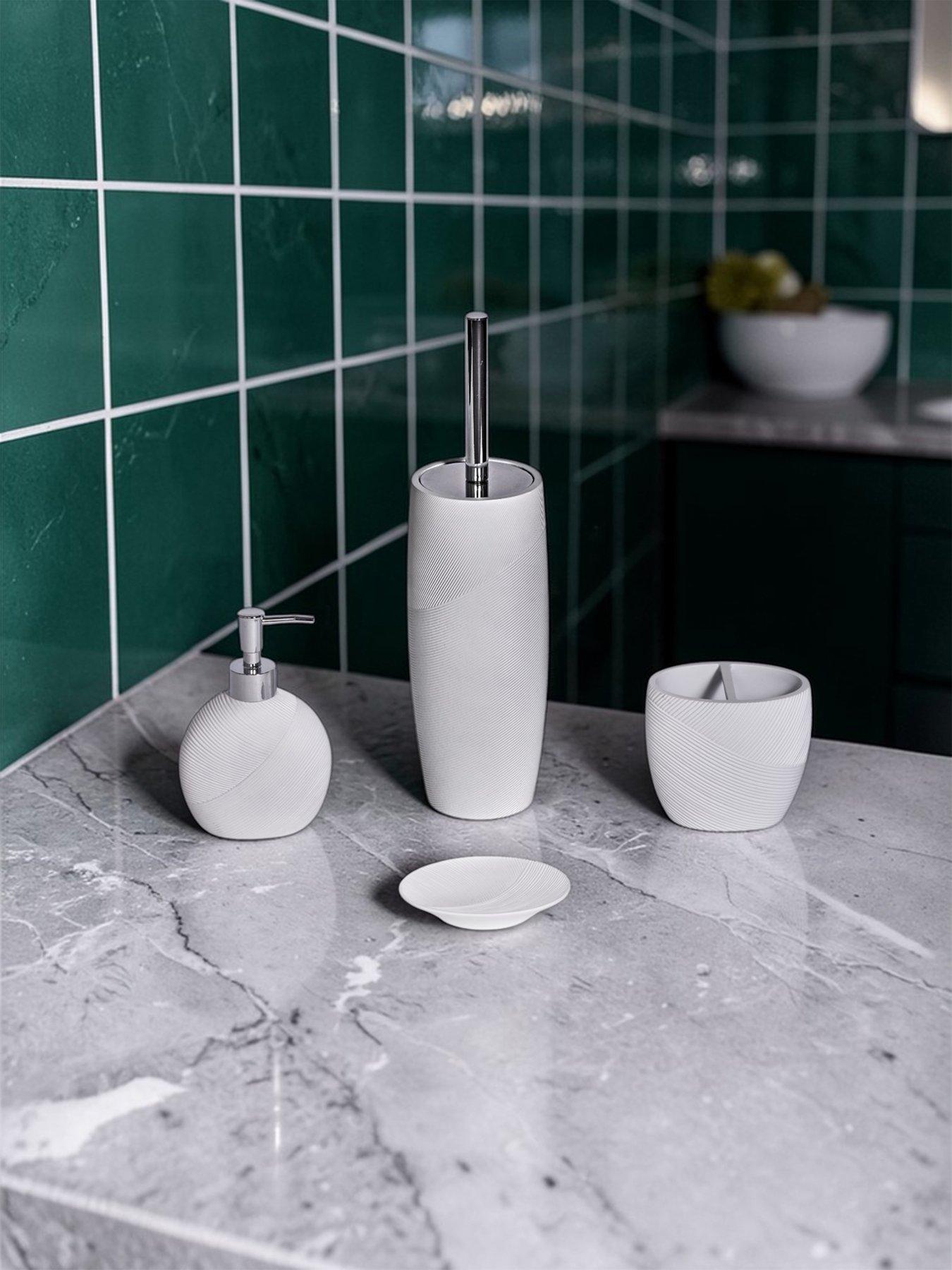Showerdrape Ripple White Textured 4 Piece Bathroom Accessory Set