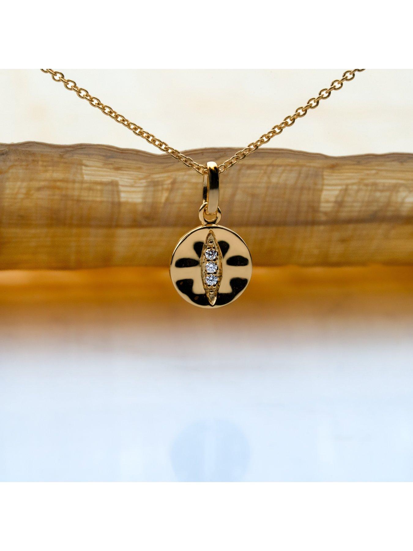 Image 3 of 5 of Kleora KLEORA IRIS Modern Electrum Diamond Cats Eye Circle Pendant