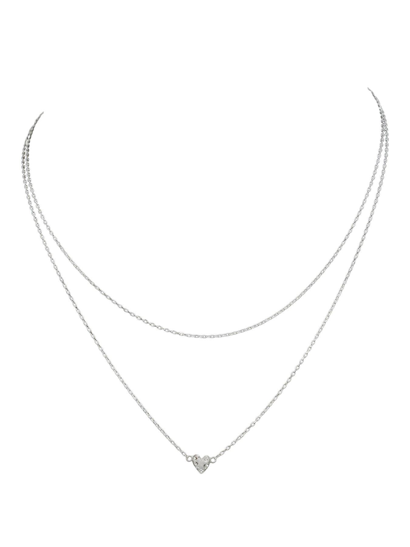 The Edit HS Edit HEARTS Sterling Silver Layered Hammered Heart Necklace