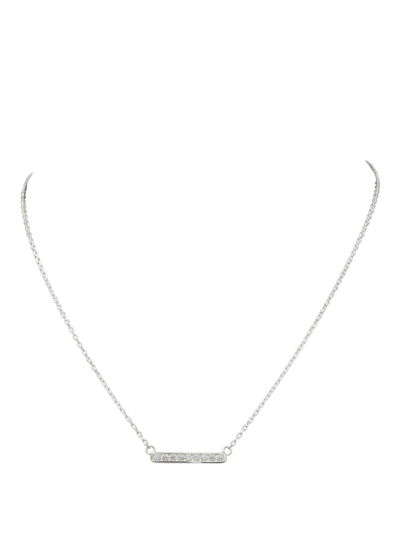 The Edit HS Edit T-BAR Sterling Silver & Cubic Zirconia Accent Bar Necklace