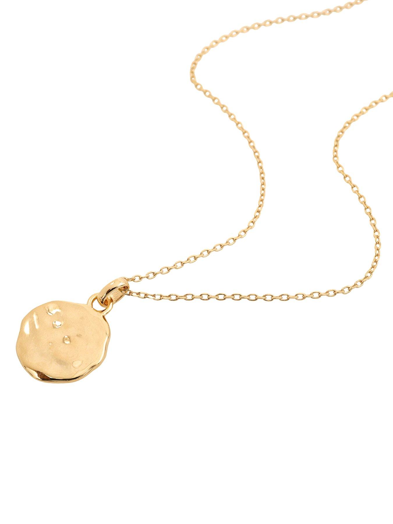 Image 2 of 4 of The Edit HS The Edit MOLTEN 18ct Yellow Gold Plated Sterling Silver Moulded Coin Disc Pendant Necklace