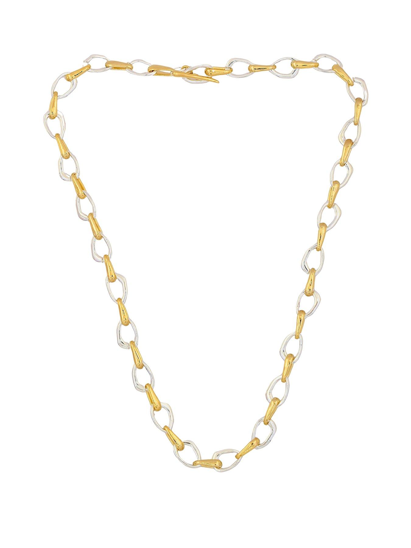 The Edit HS Edit Sterling Silver & 18ct Yellow Gold Plated Large Link T-Bar Necklace