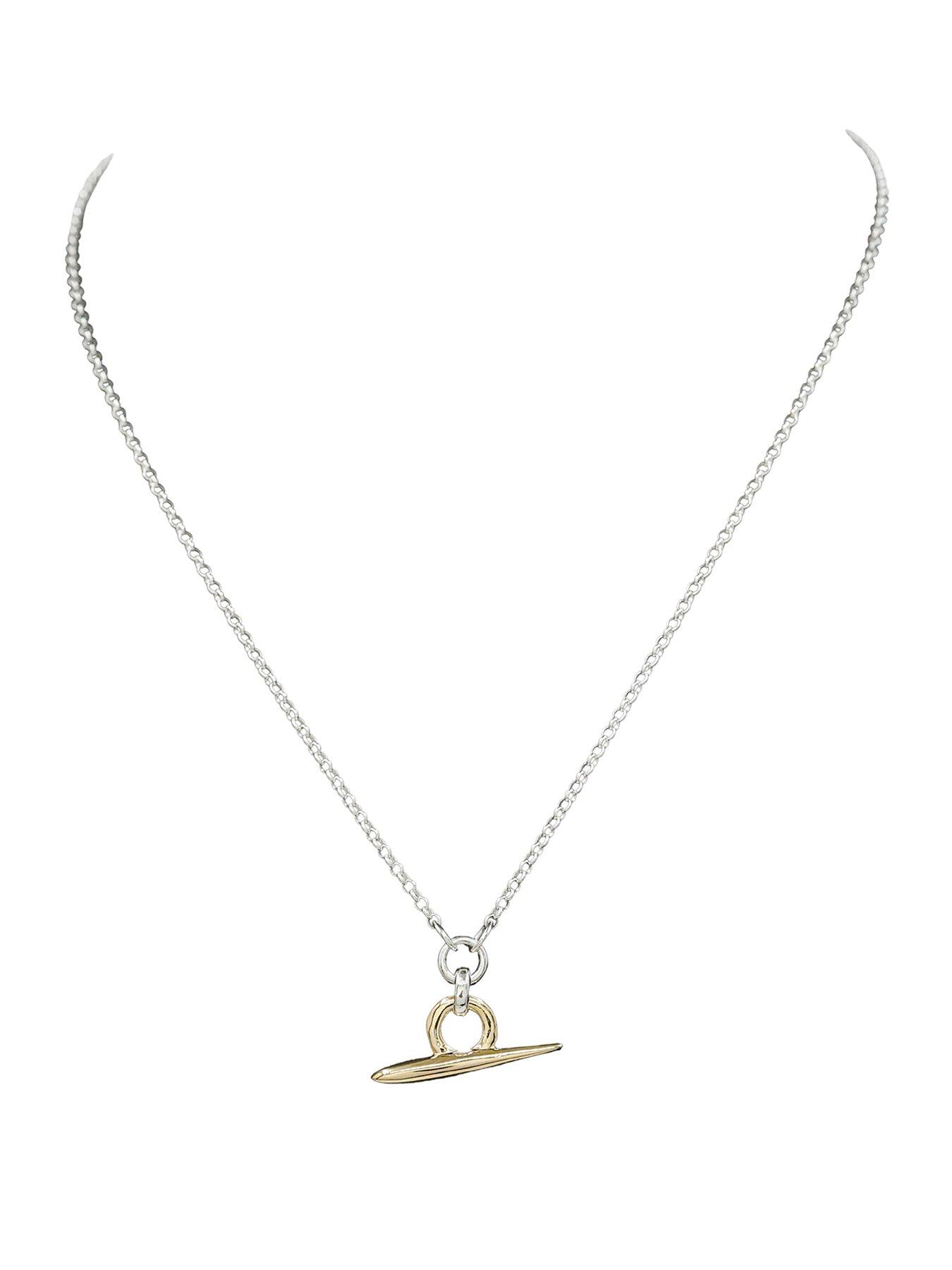The Edit HS Edit 18ct Yellow Gold Plate & Sterling Silver T-Bar Pendant Necklace